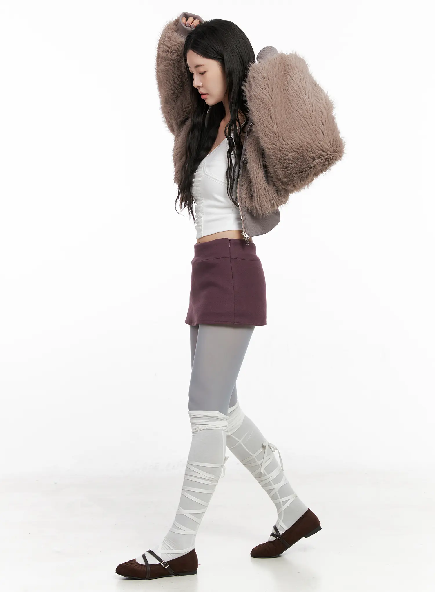 Double-Sided Faux Fur Crop Jacket CN513 - Image 4