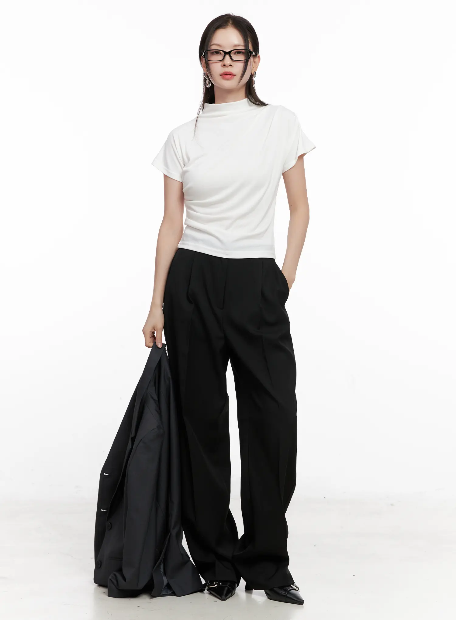 Draped Mock Neck Top CO531 - Image 3