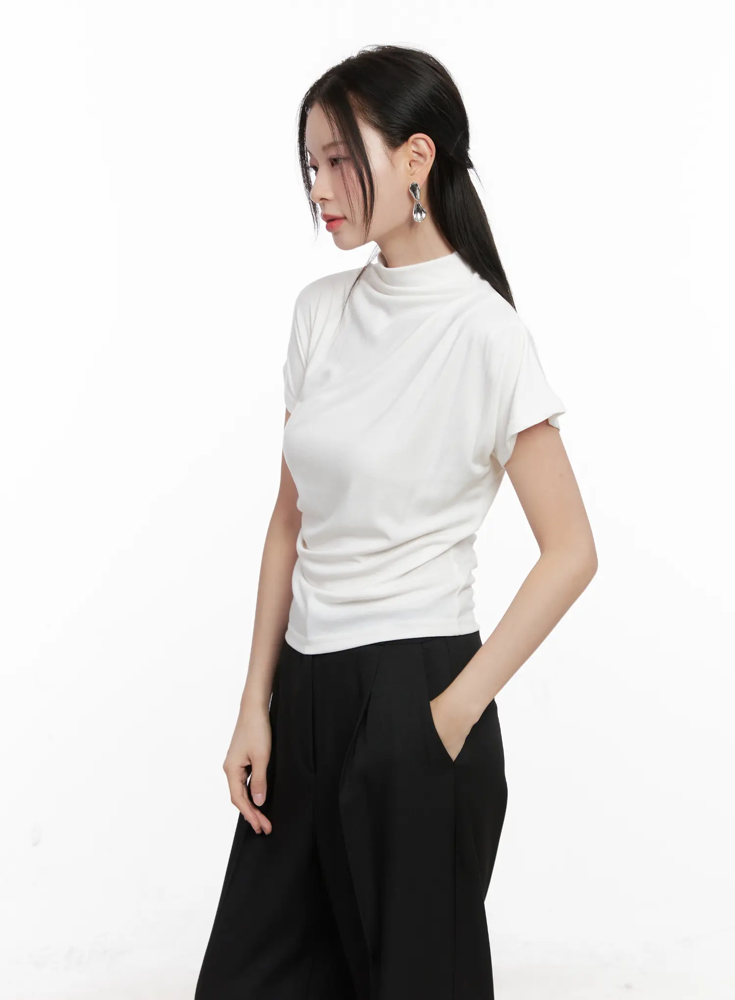 Draped Mock Neck Top CO531 - Image 5