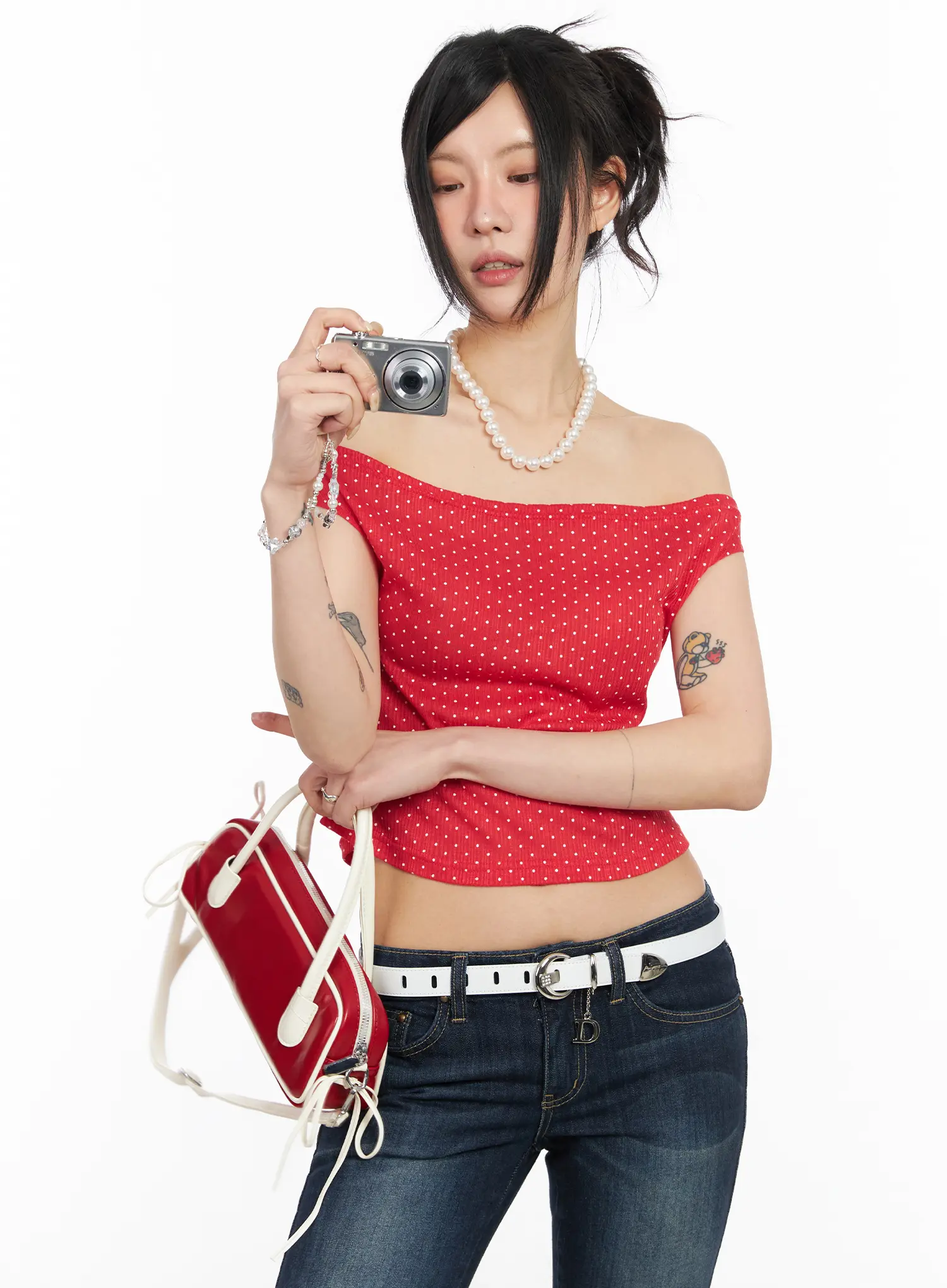 Draped Polka Dot Top CM517