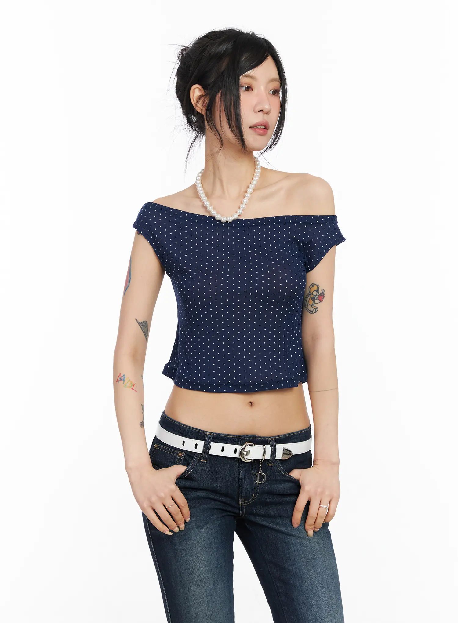 Draped Polka Dot Top CM517 - Image 2