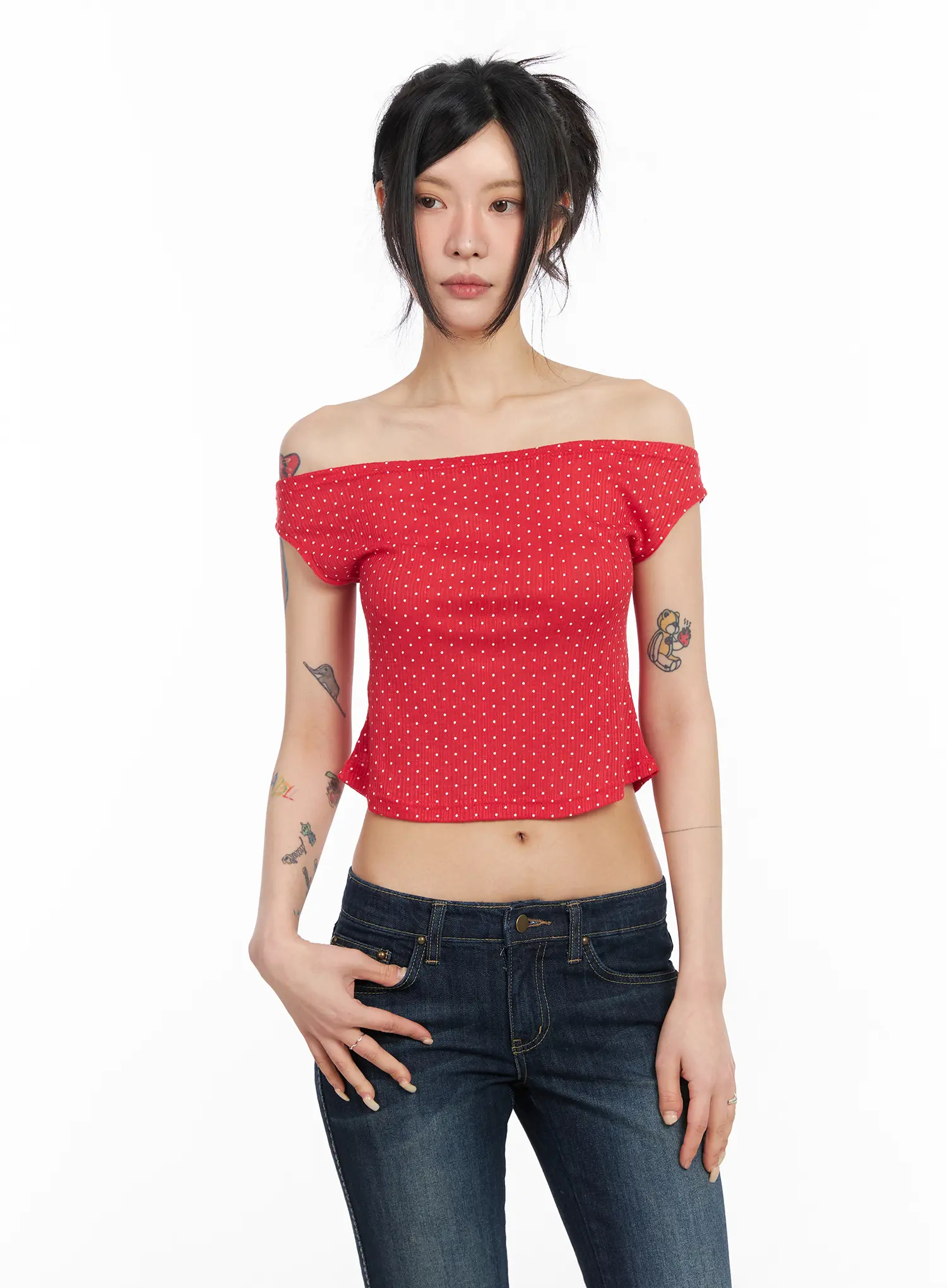 Draped Polka Dot Top CM517 - Image 4
