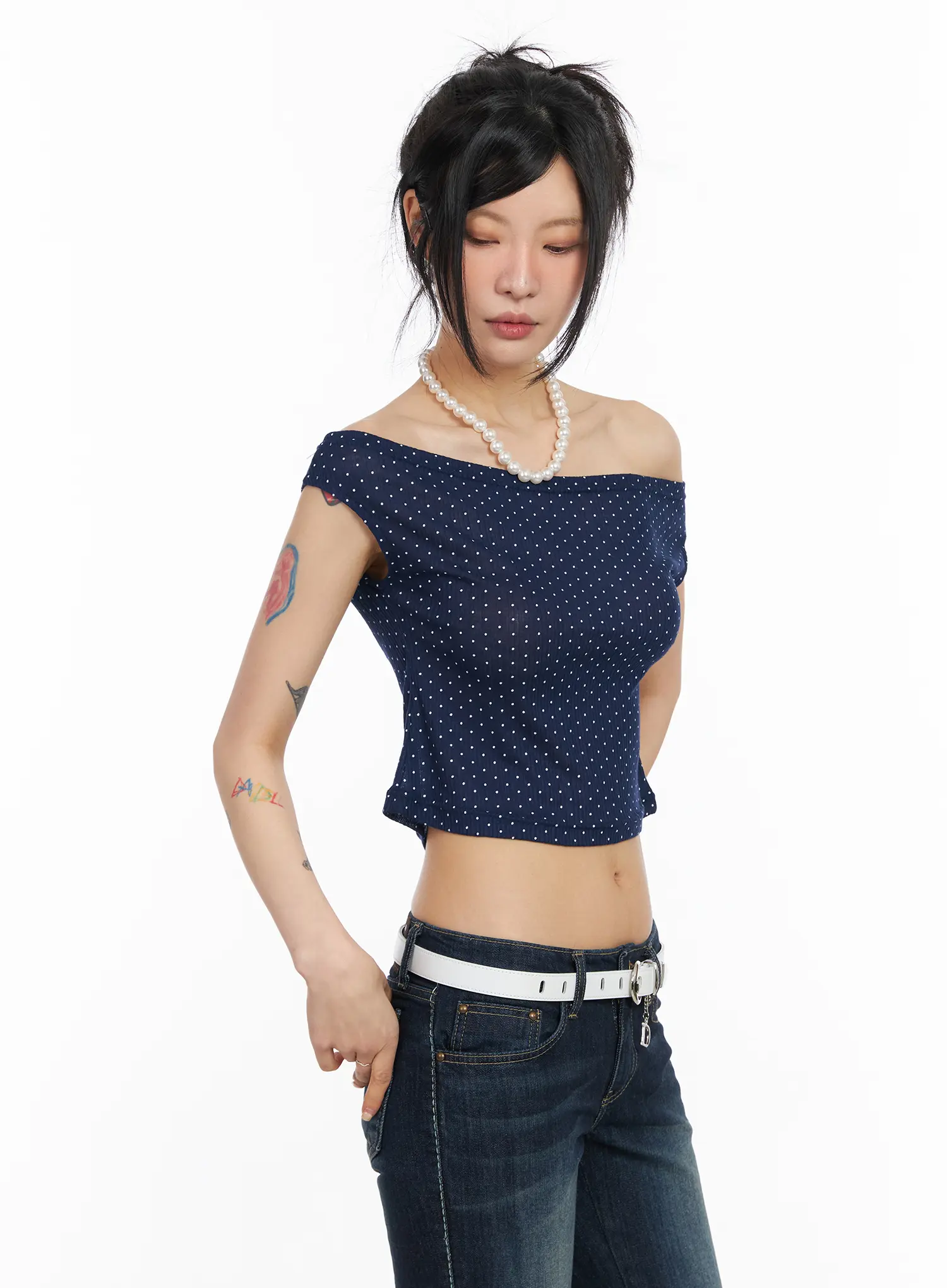 Draped Polka Dot Top CM517 - Image 7