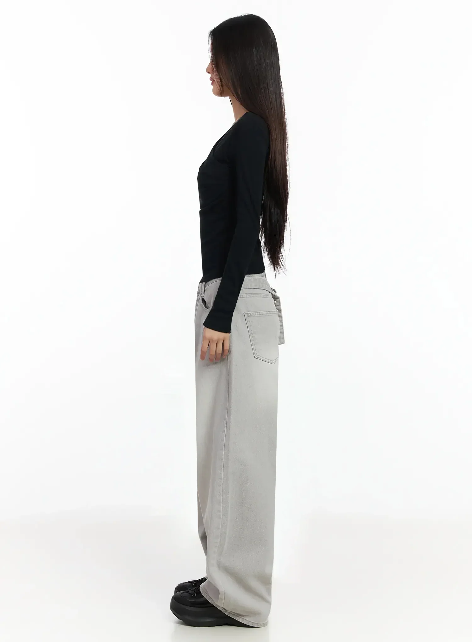 Draped V-Neck Long Sleeve Top IA508 - Image 11