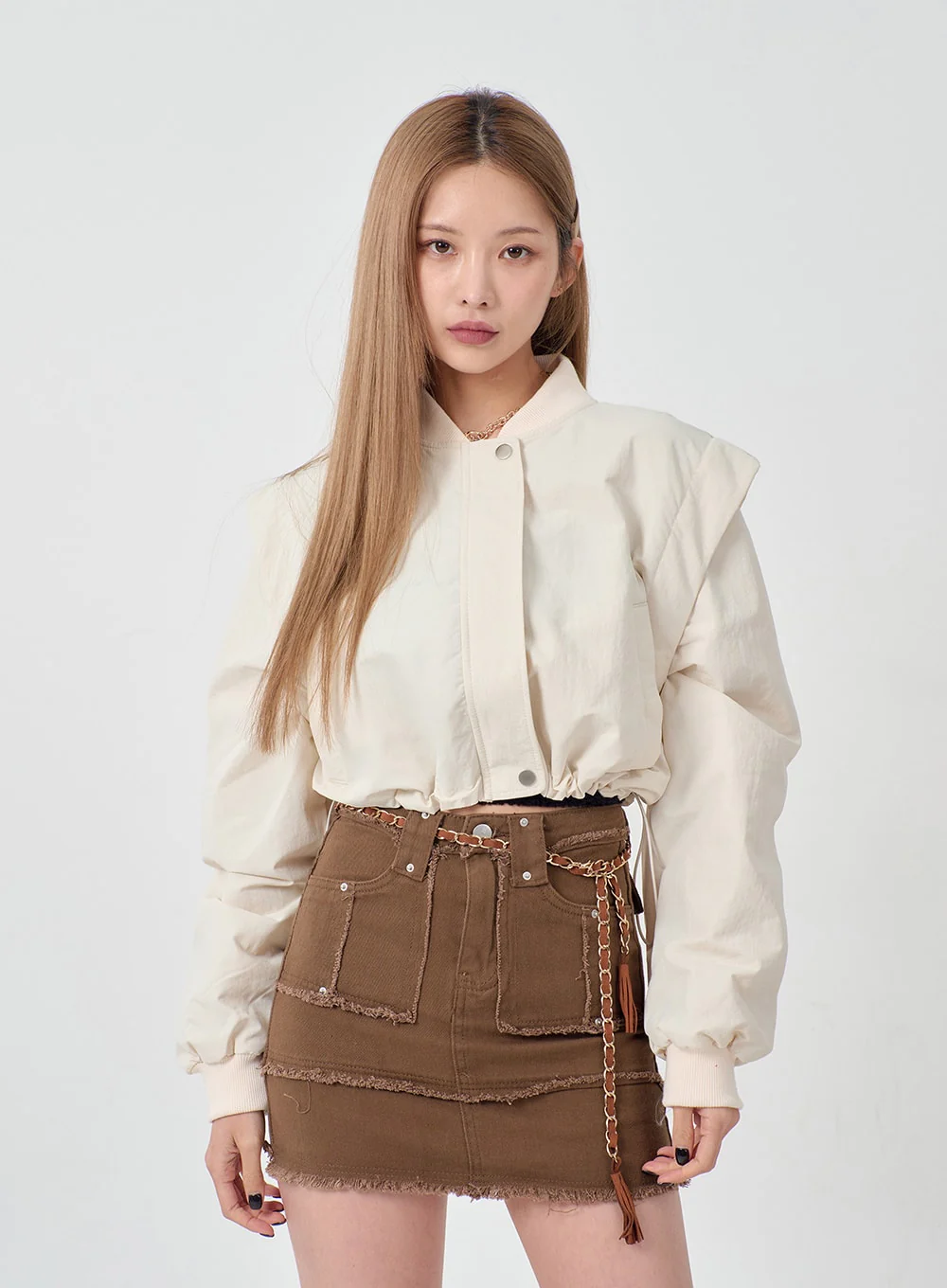 Drawstring Waist Cropped Jacket BD23 - Image 8