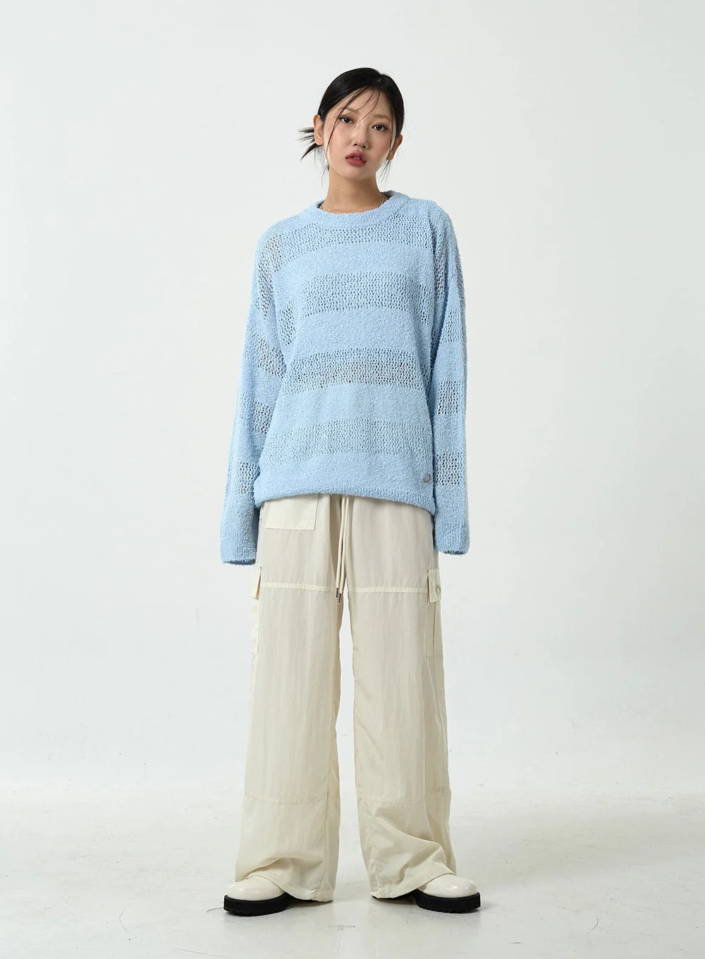 Drawstring Waist Wide Cargo Pants CU13 - Image 3