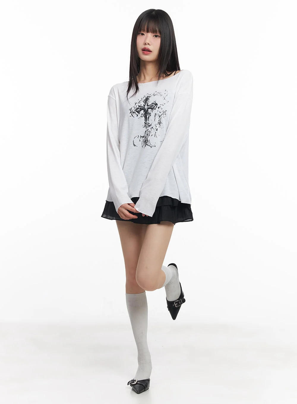 Dreamy Semi-Sheer Graphic Long Sleeve CY514 - Image 5
