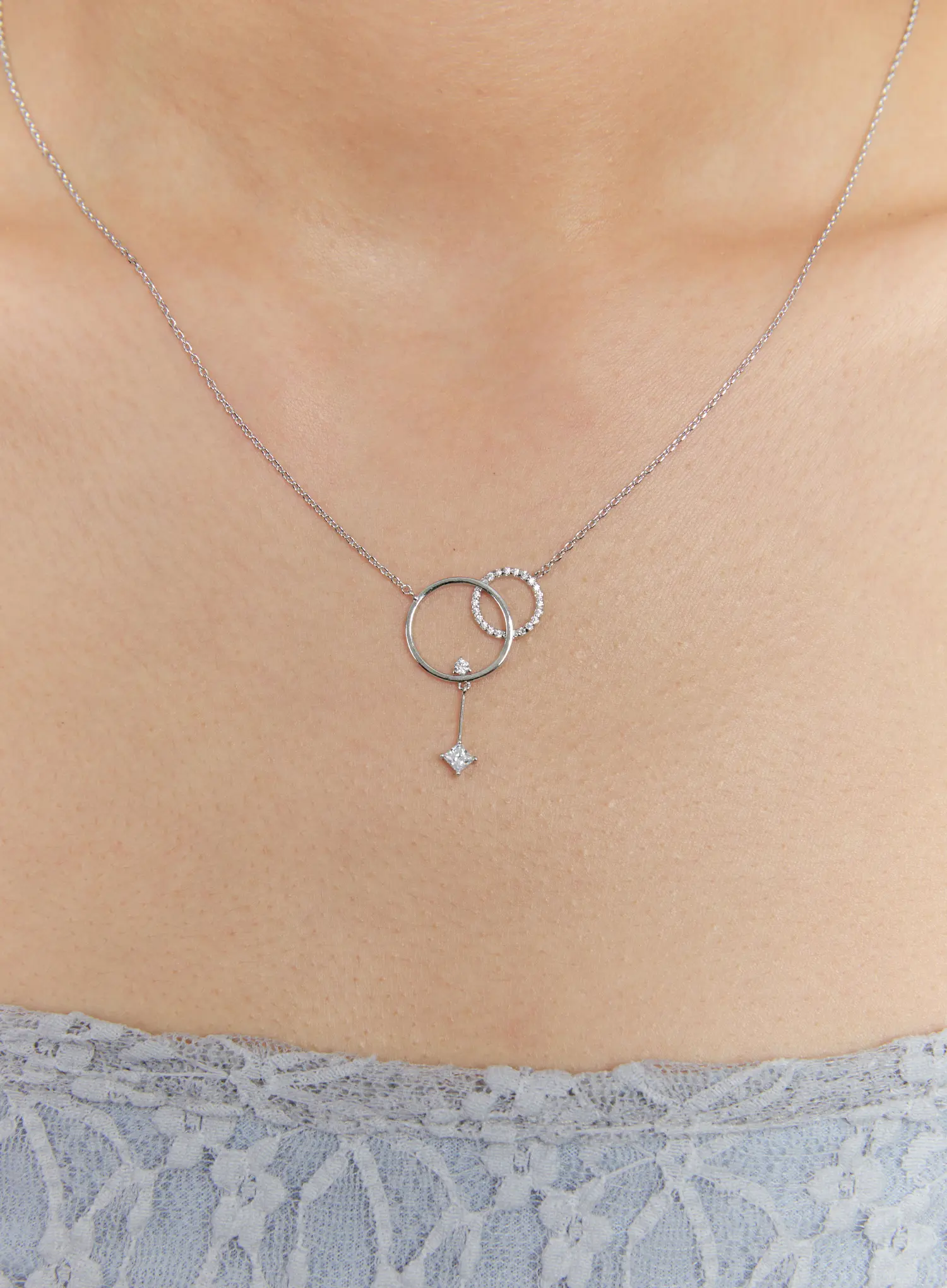 Duo Halo Link Necklace IS517 - Image 2