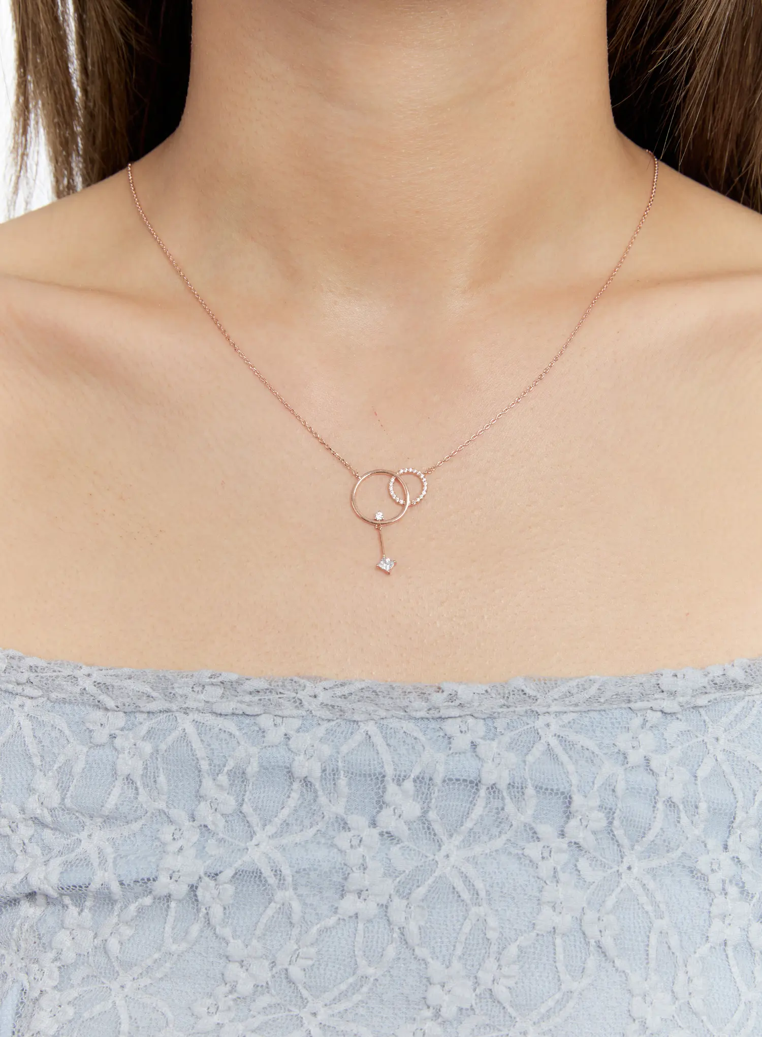 Duo Halo Link Necklace IS517 - Image 3
