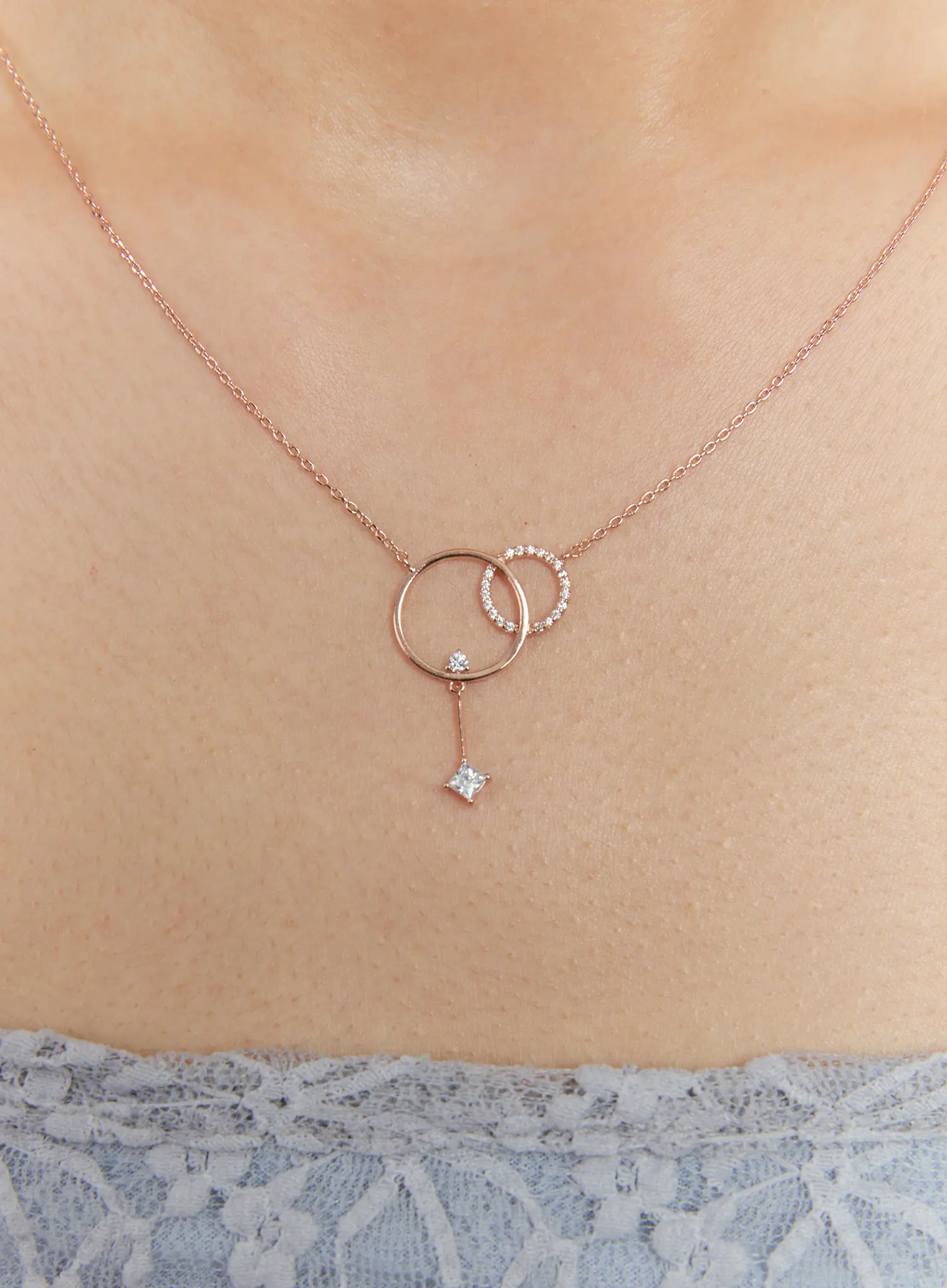 Duo Halo Link Necklace IS517 - Image 4
