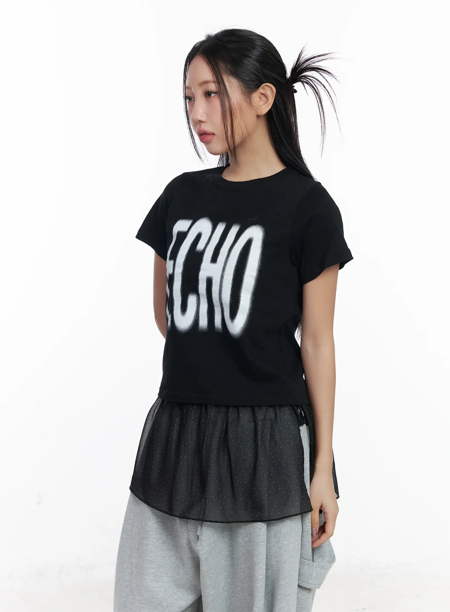 Echo Lettering Crop Tee CJ530 - Image 10