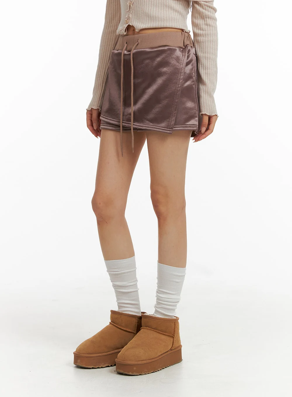 Elastic Waist Satin Mini Skirt CJ409 - Image 3