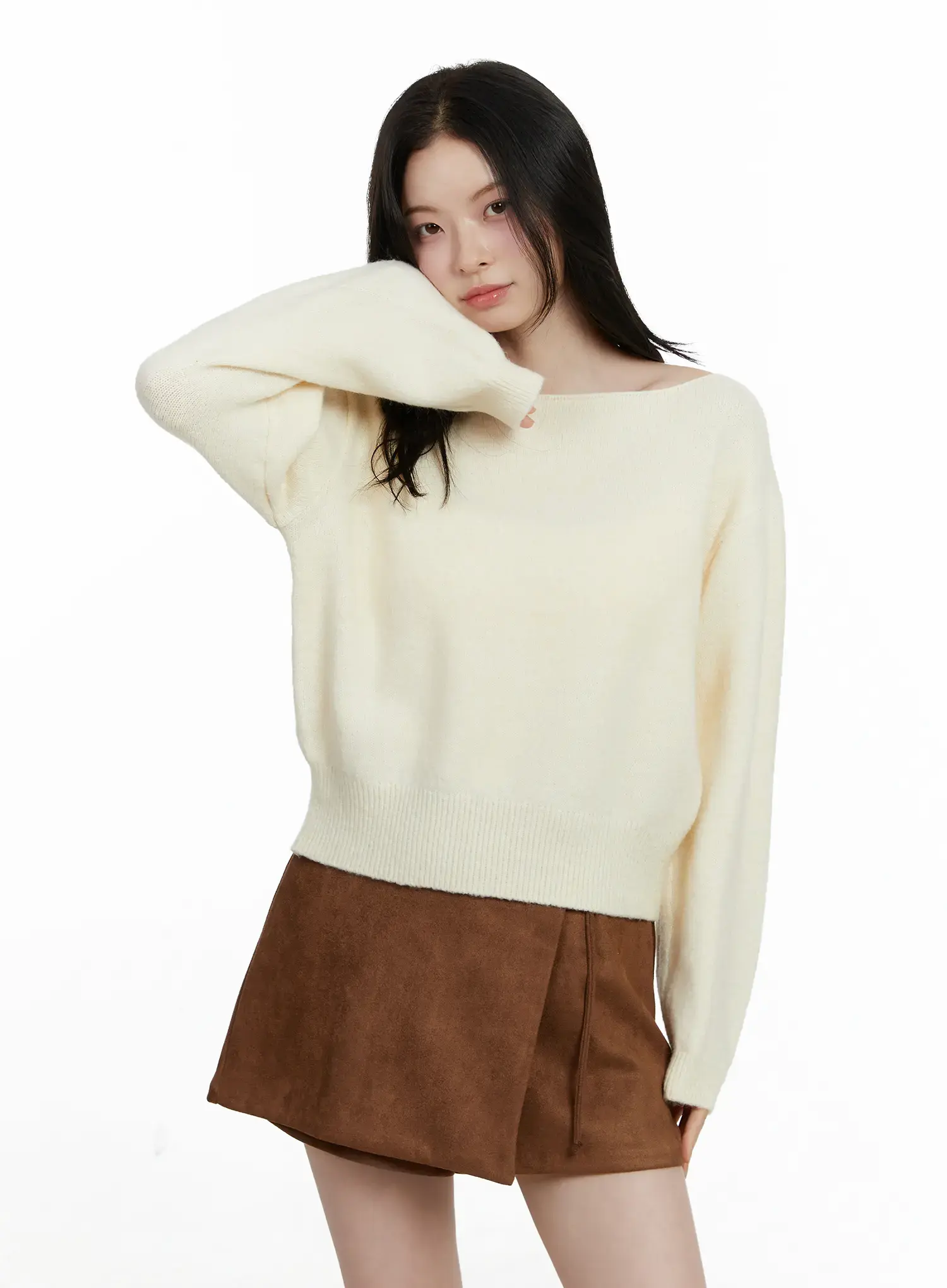 Elegant Boat Neck Knit Sweater F502 - Image 4