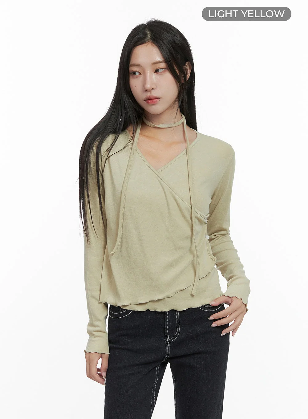 Elegant Buttoned Wrap Long Sleeve Top CS430 - Image 10