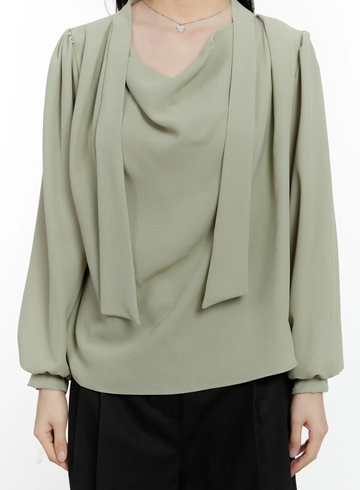Elegant Draped Long Sleeve Blouse F502 - Image 4