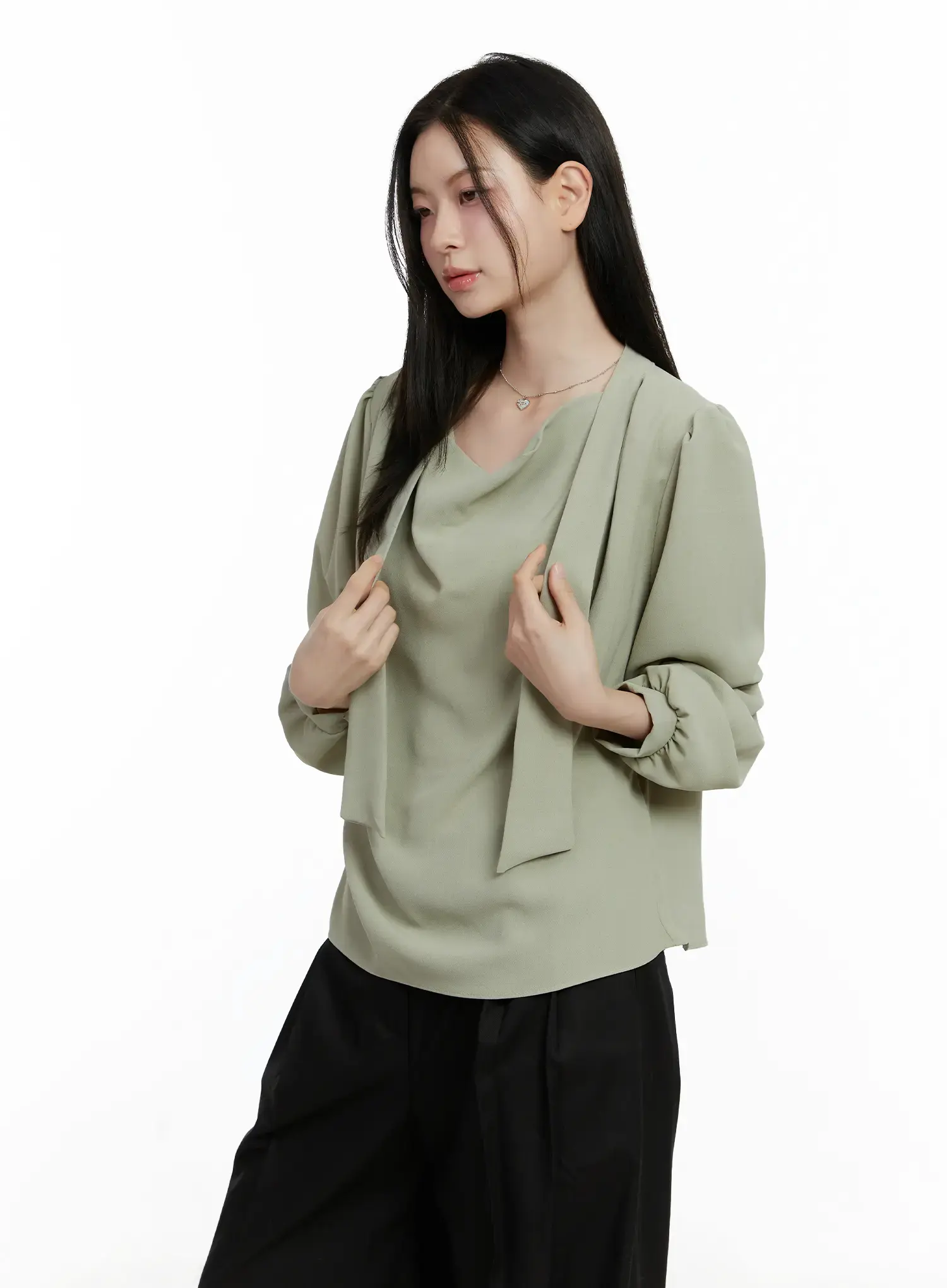 Elegant Draped Long Sleeve Blouse F502 - Image 5