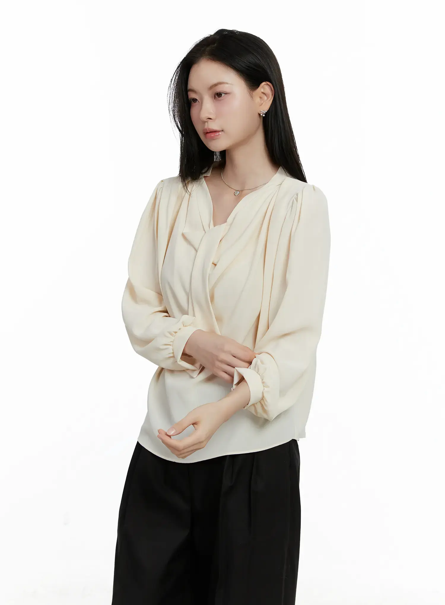 Elegant Draped Long Sleeve Blouse F502 - Image 6