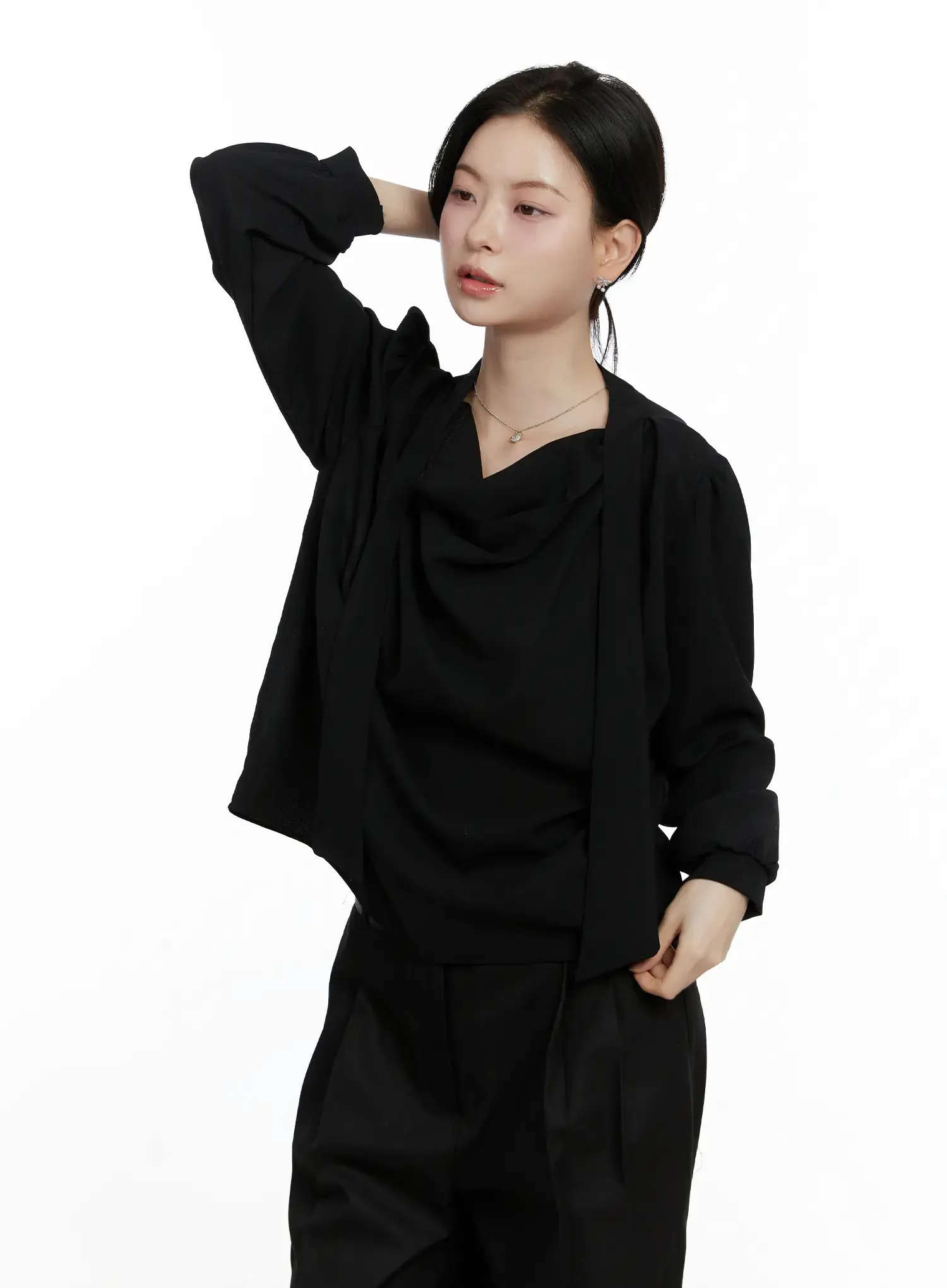 Elegant Draped Long Sleeve Blouse F502 - Image 8