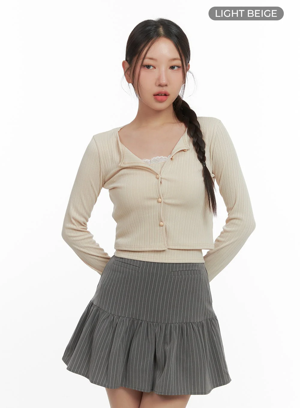 Elegant Lace Trim Crop Cardigan CO402 - Image 11