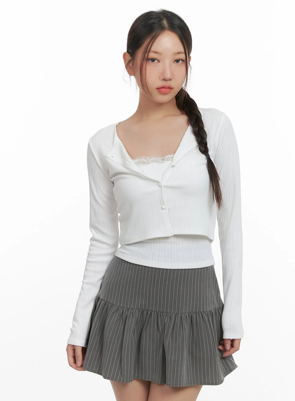 Elegant Lace Trim Crop Cardigan CO402 - Image 5