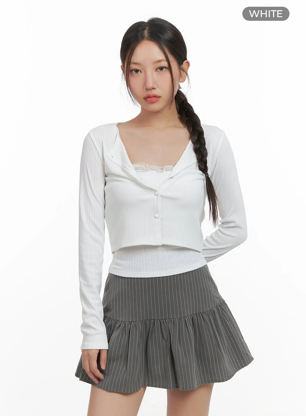 Elegant Lace Trim Crop Cardigan CO402 - Image 9