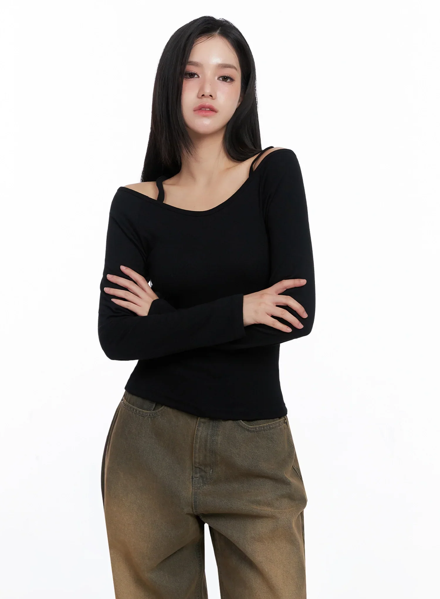 Elegant Long Sleeve Off-Shoulder Top IS525 - Image 5
