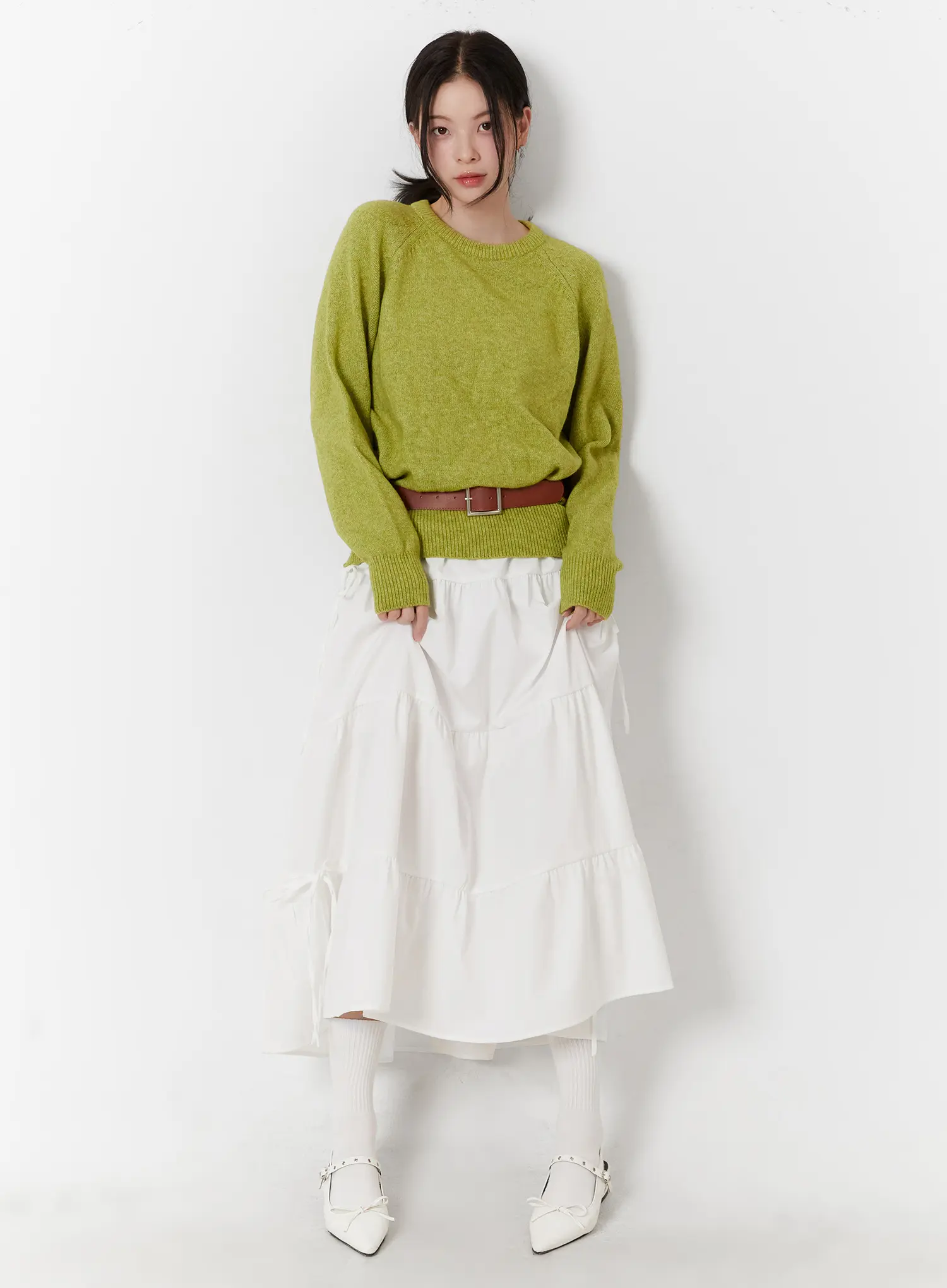 Elegant Ribbon Maxi Skirt F502
