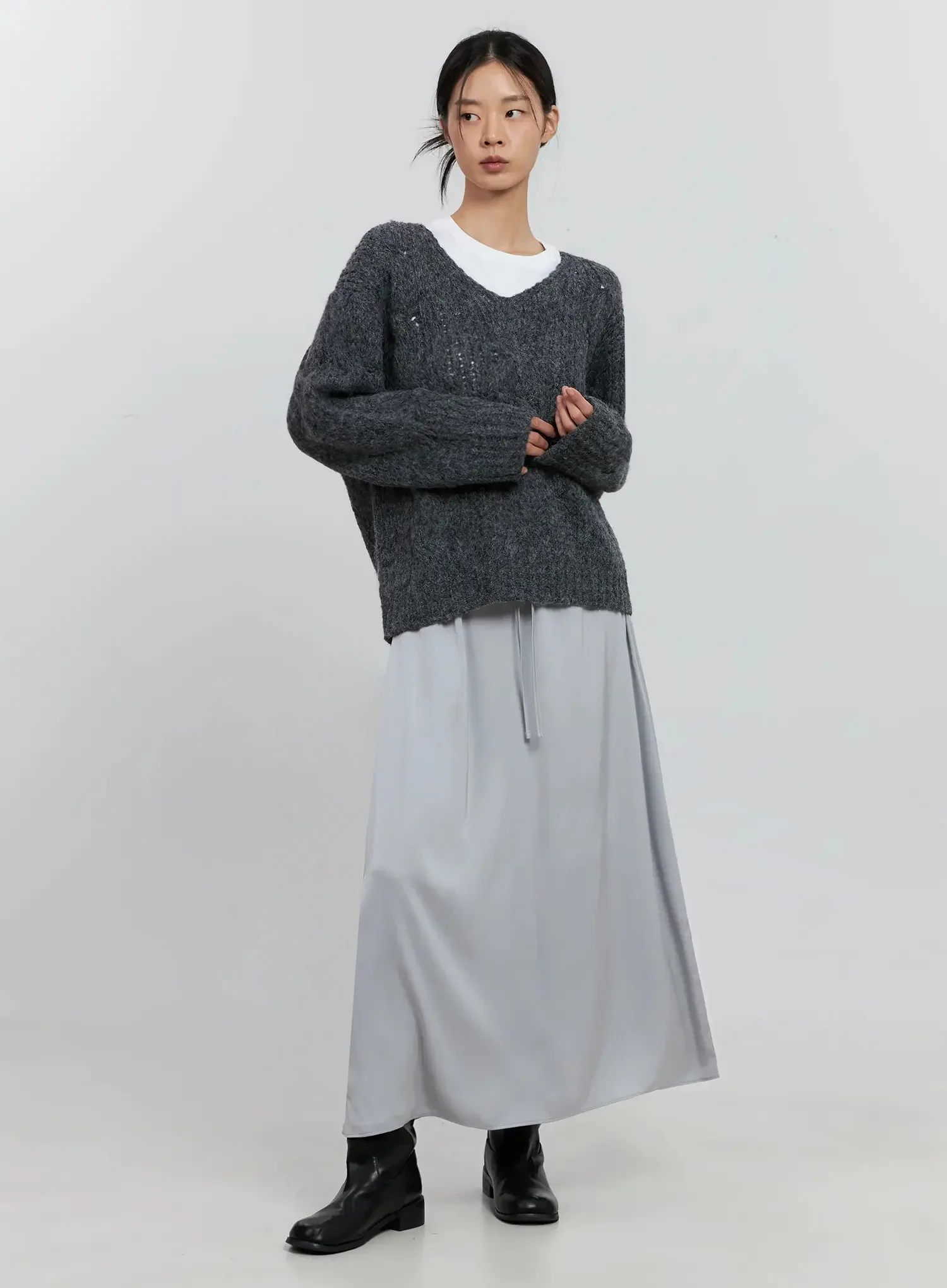 Elegant Satin Maxi Skirt IS516 - Image 3