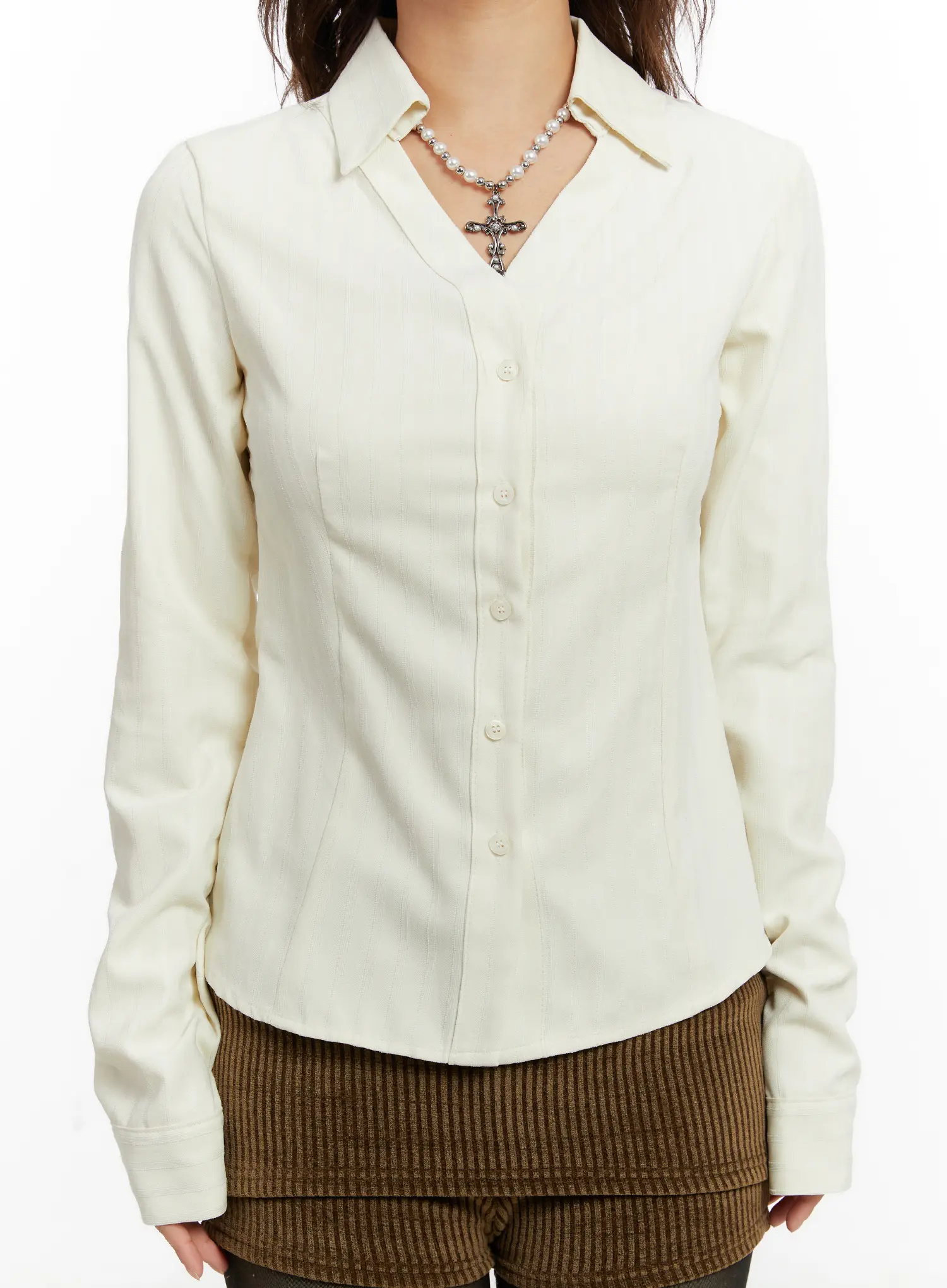 Elegant Striped V-Neck Blouse CD517 - Image 4