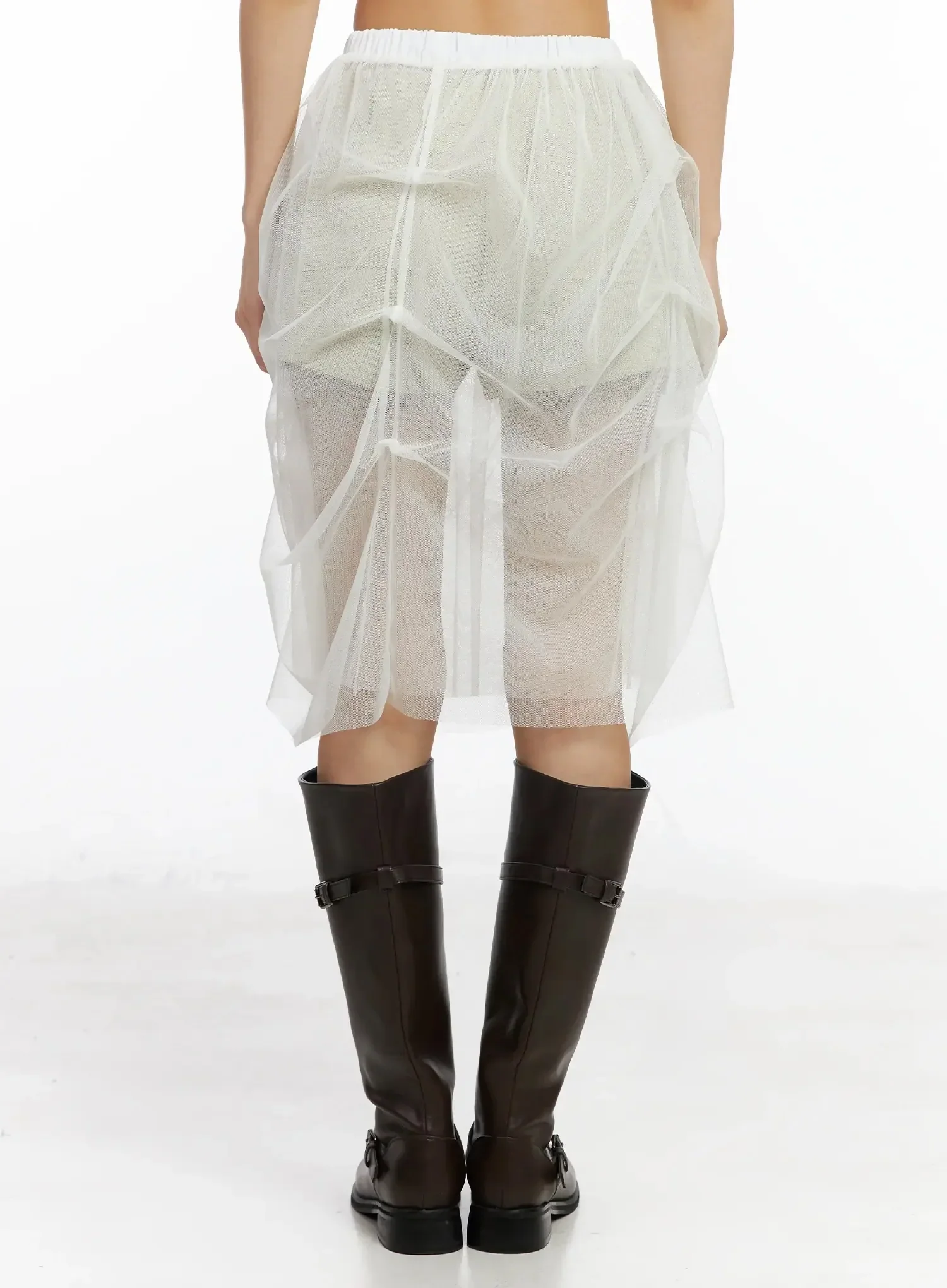 Elegant Tulle Overlay Midi Skirt IM530 - Image 11