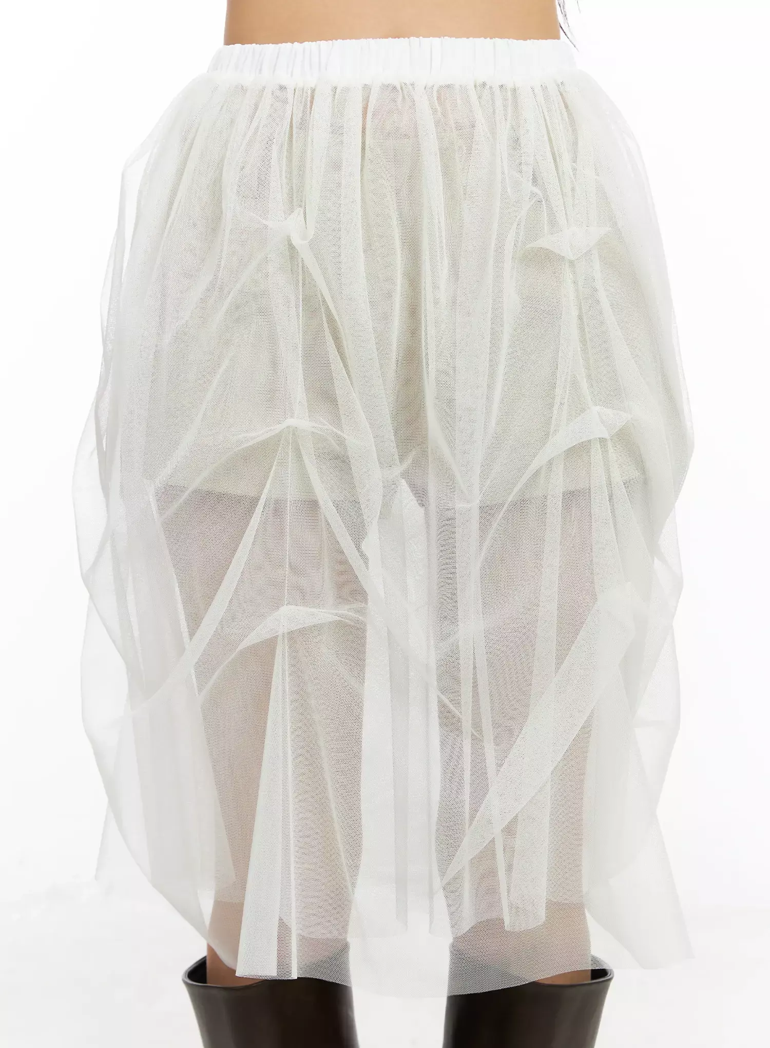 Elegant Tulle Overlay Midi Skirt IM530 - Image 4