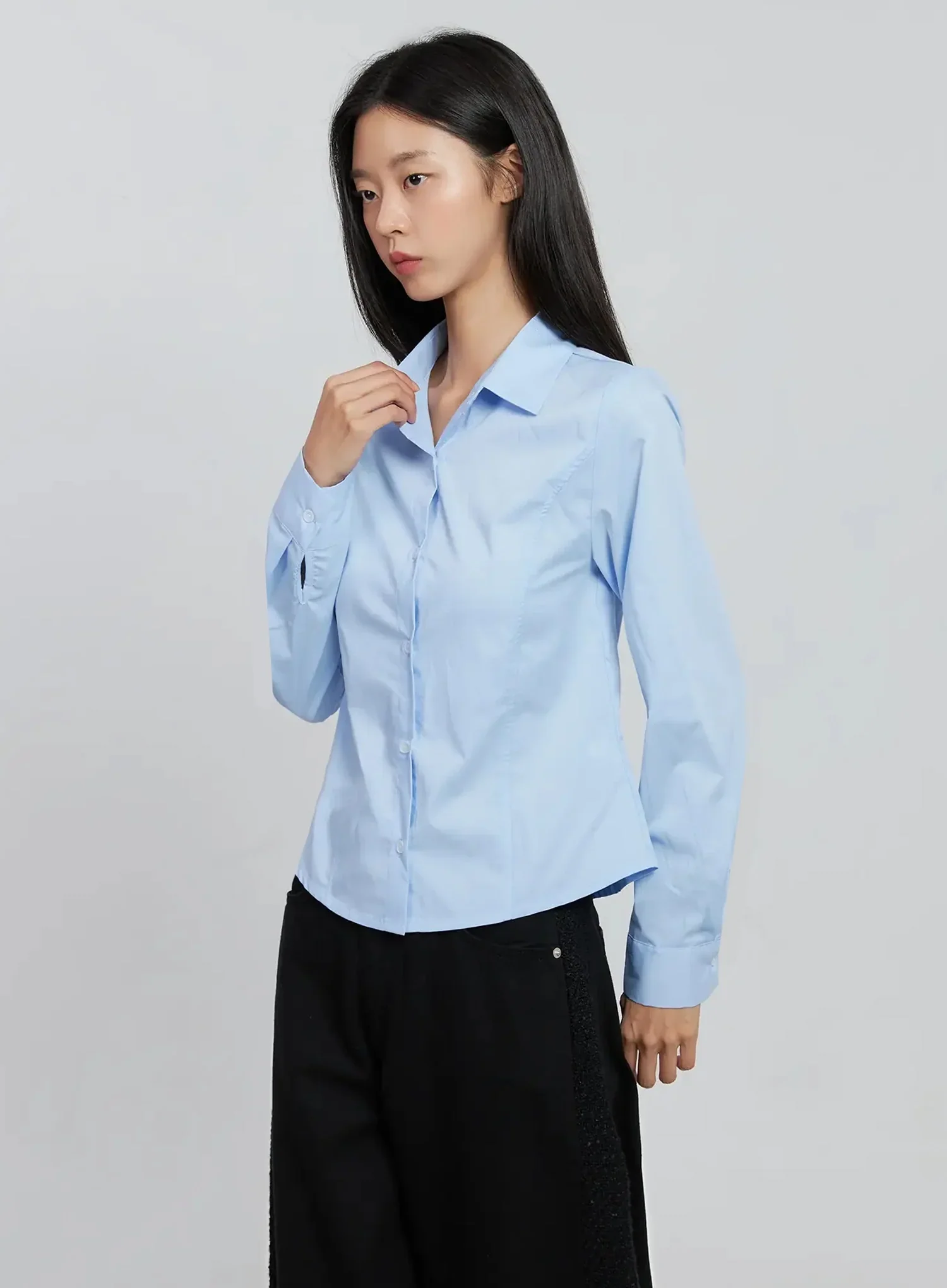 Elegant White Slim Blouse IO530 - Image 14
