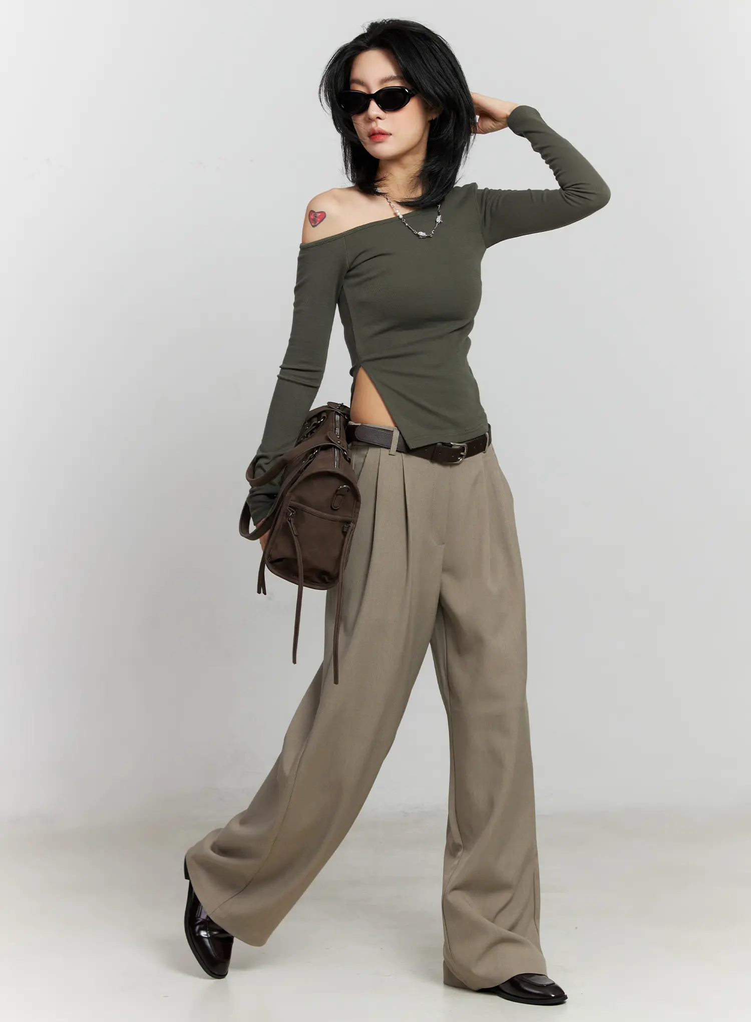Elegant Wide-Leg Pintuck Trousers CJ522