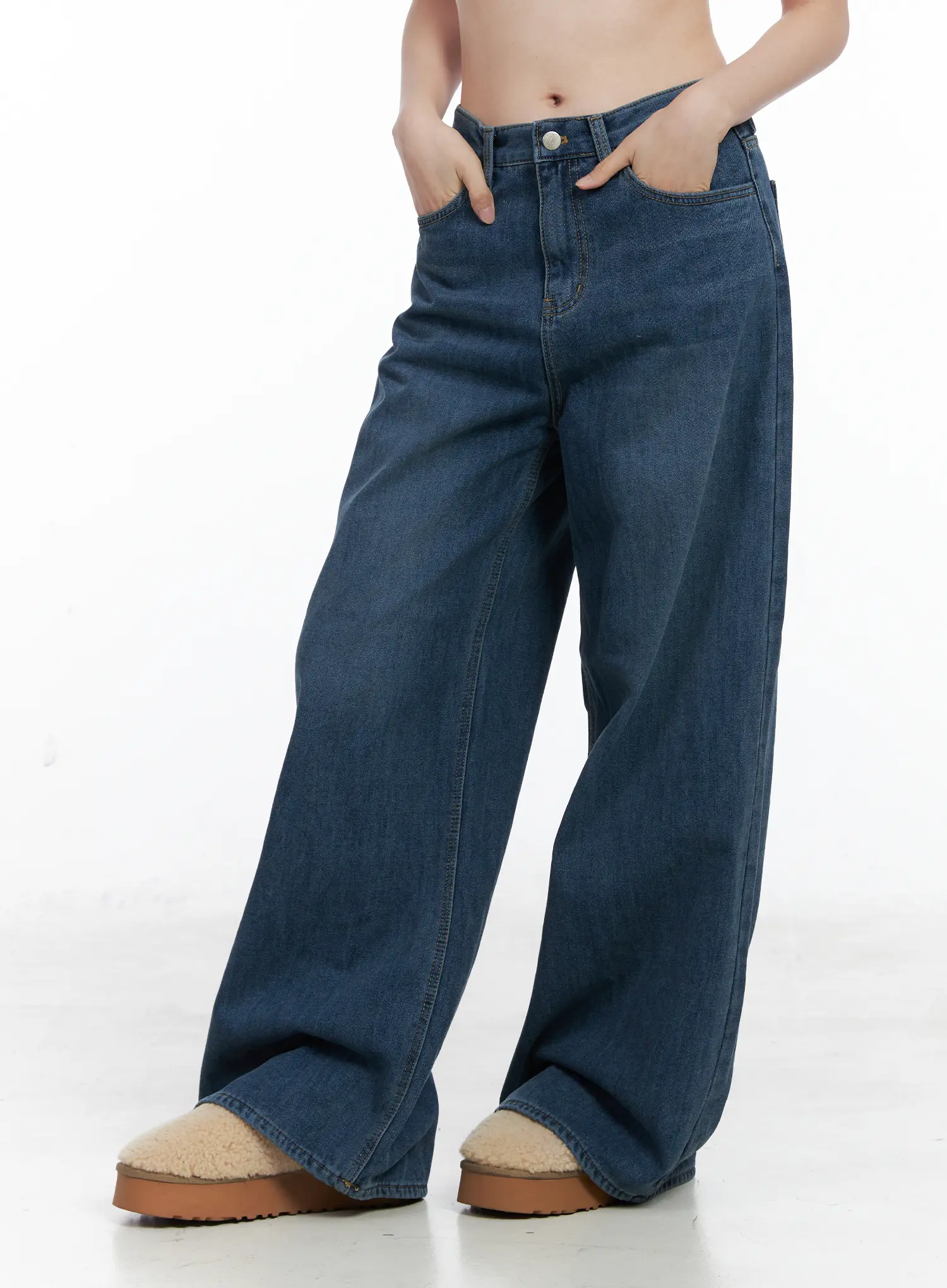Elod Velvet Fleece Wide Leg Jeans CN519 - Image 4