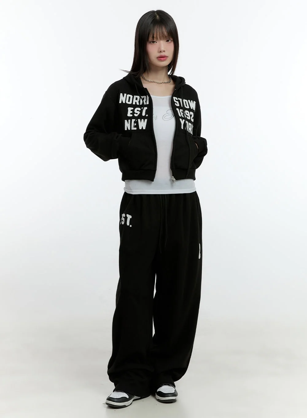 Embroidered Zip-Up Crop Hooded Jacket CF506 - Image 2