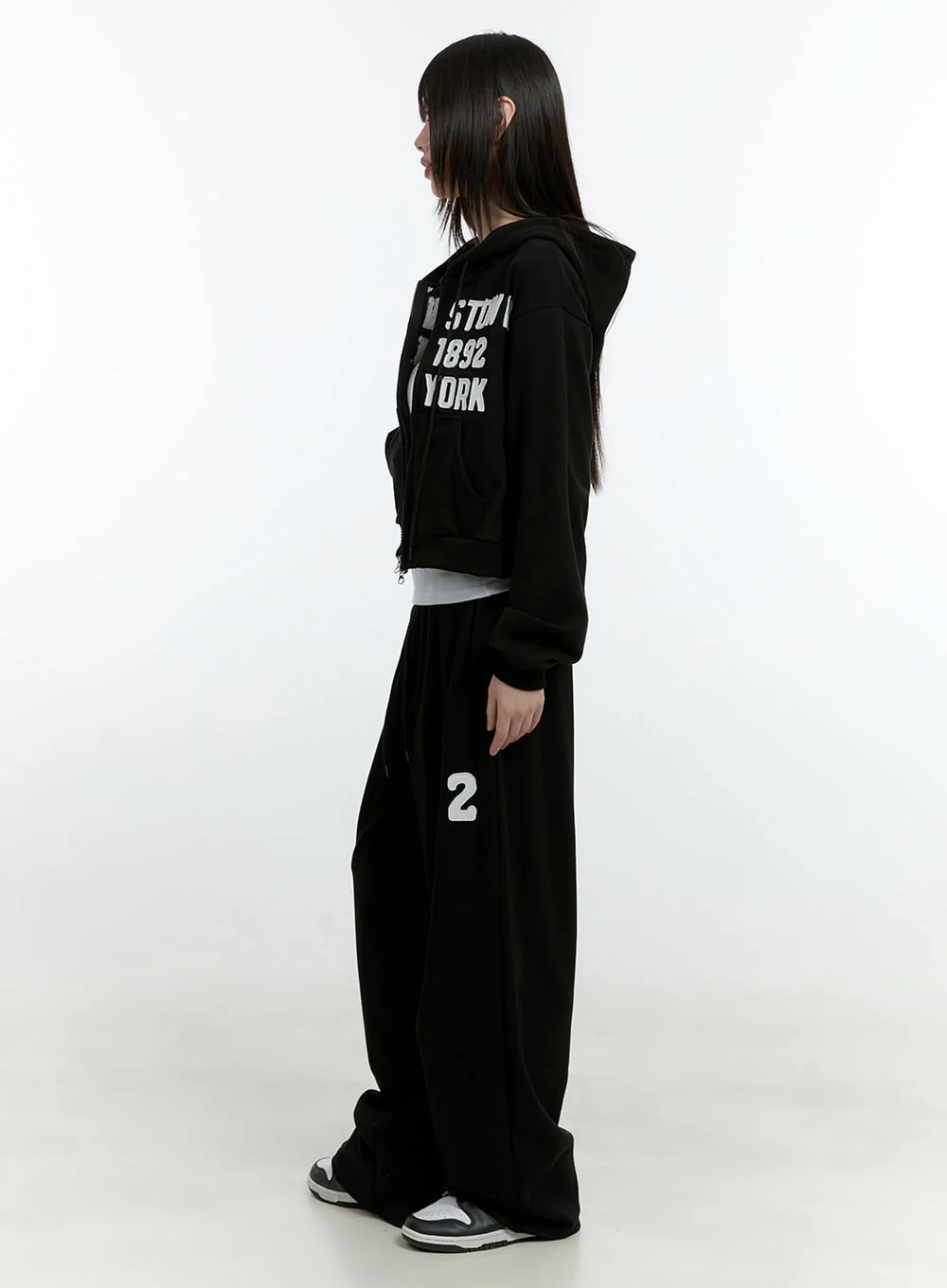 Embroidered Zip-Up Crop Hooded Jacket CF506 - Image 3