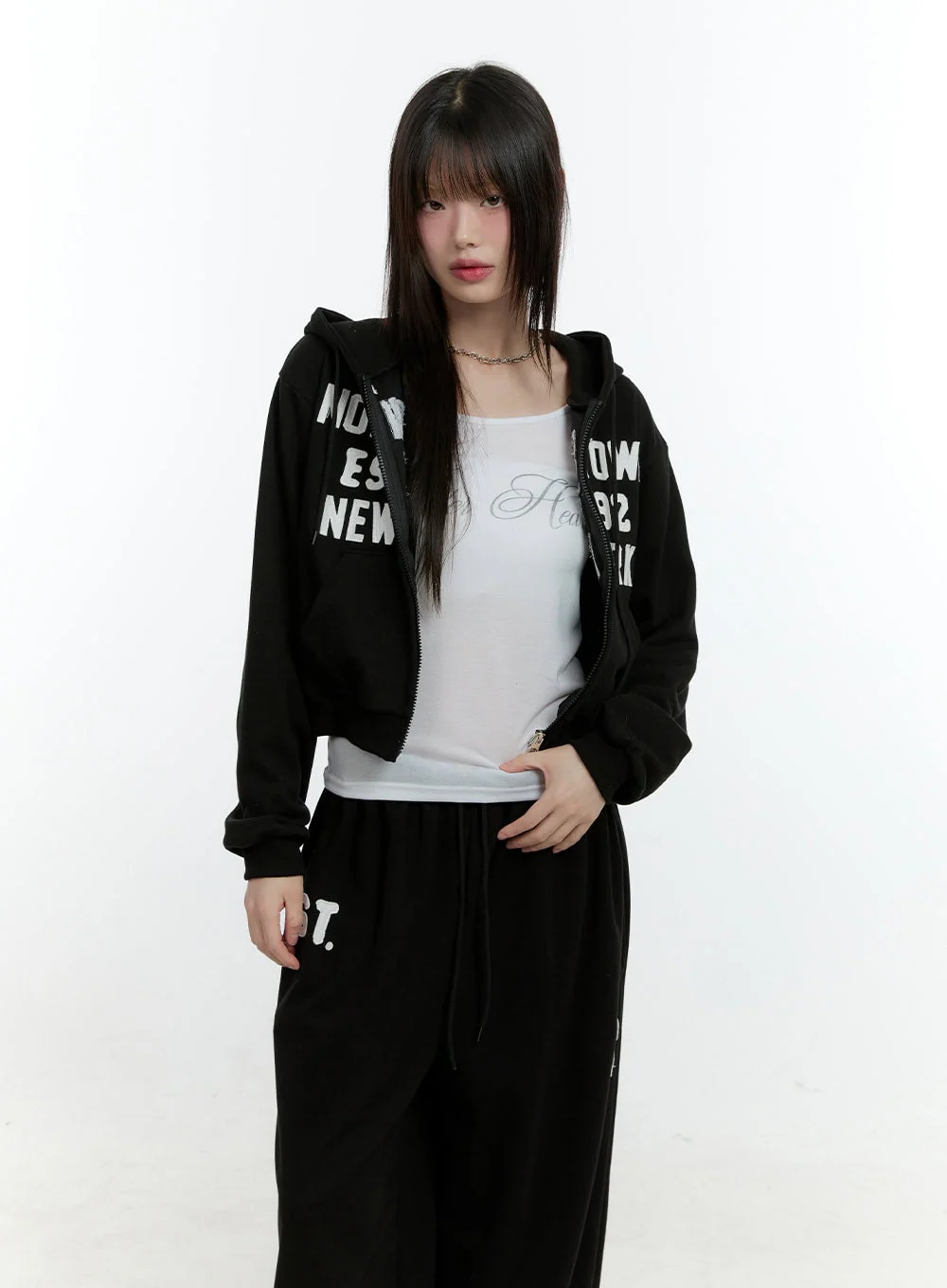 Embroidered Zip-Up Crop Hooded Jacket CF506 - Image 5