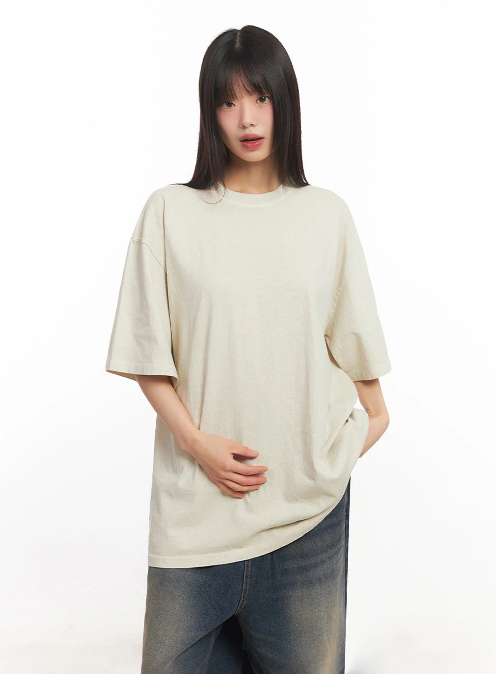 Essential Cotton Canvas Oversize T-Shirt IY502 - Image 8