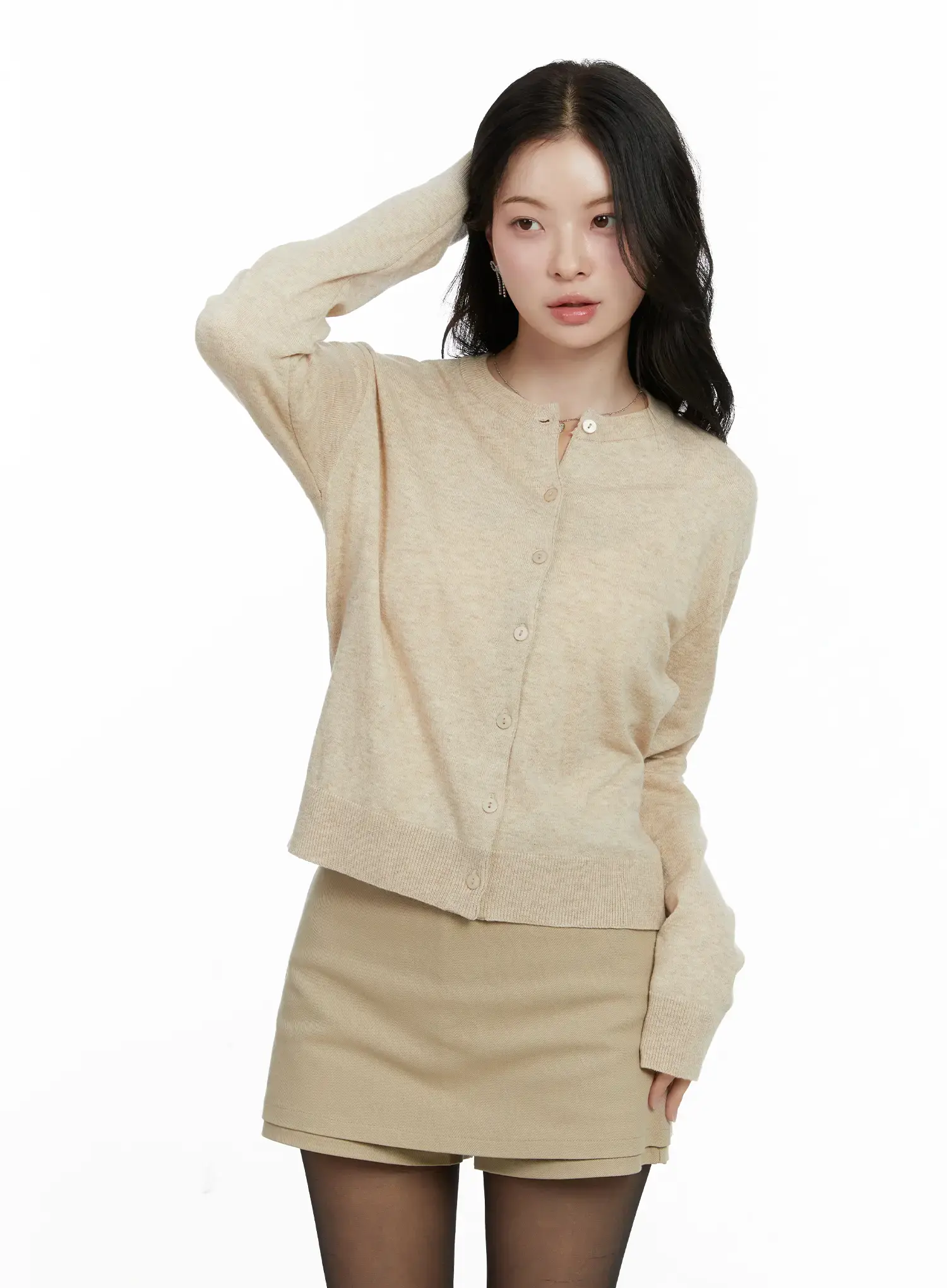 Essential Round Neck Cardigan F502 - Image 2