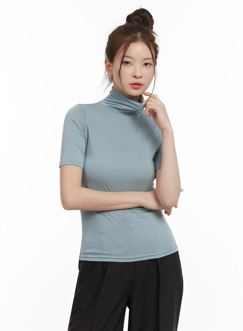 Essential Turtle Neck Short Sleeve Top IF505 - Image 14