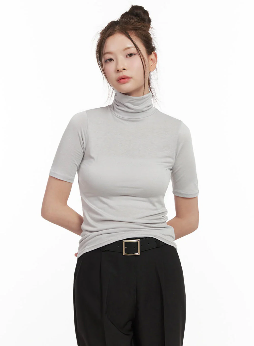 Essential Turtle Neck Short Sleeve Top IF505 - Image 7