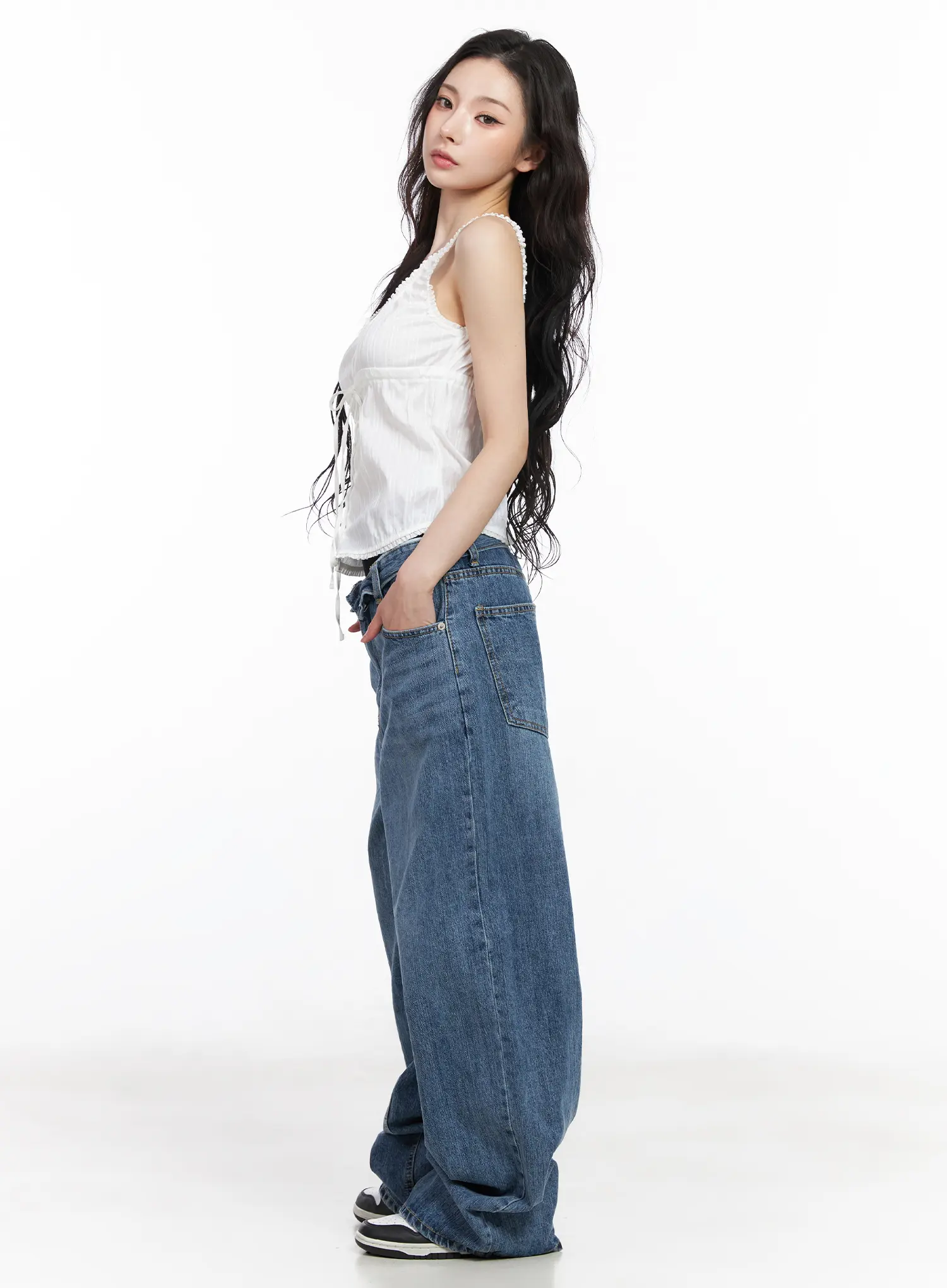 Eunj Low Rise Wide Leg Jeans CM519 - Image 6