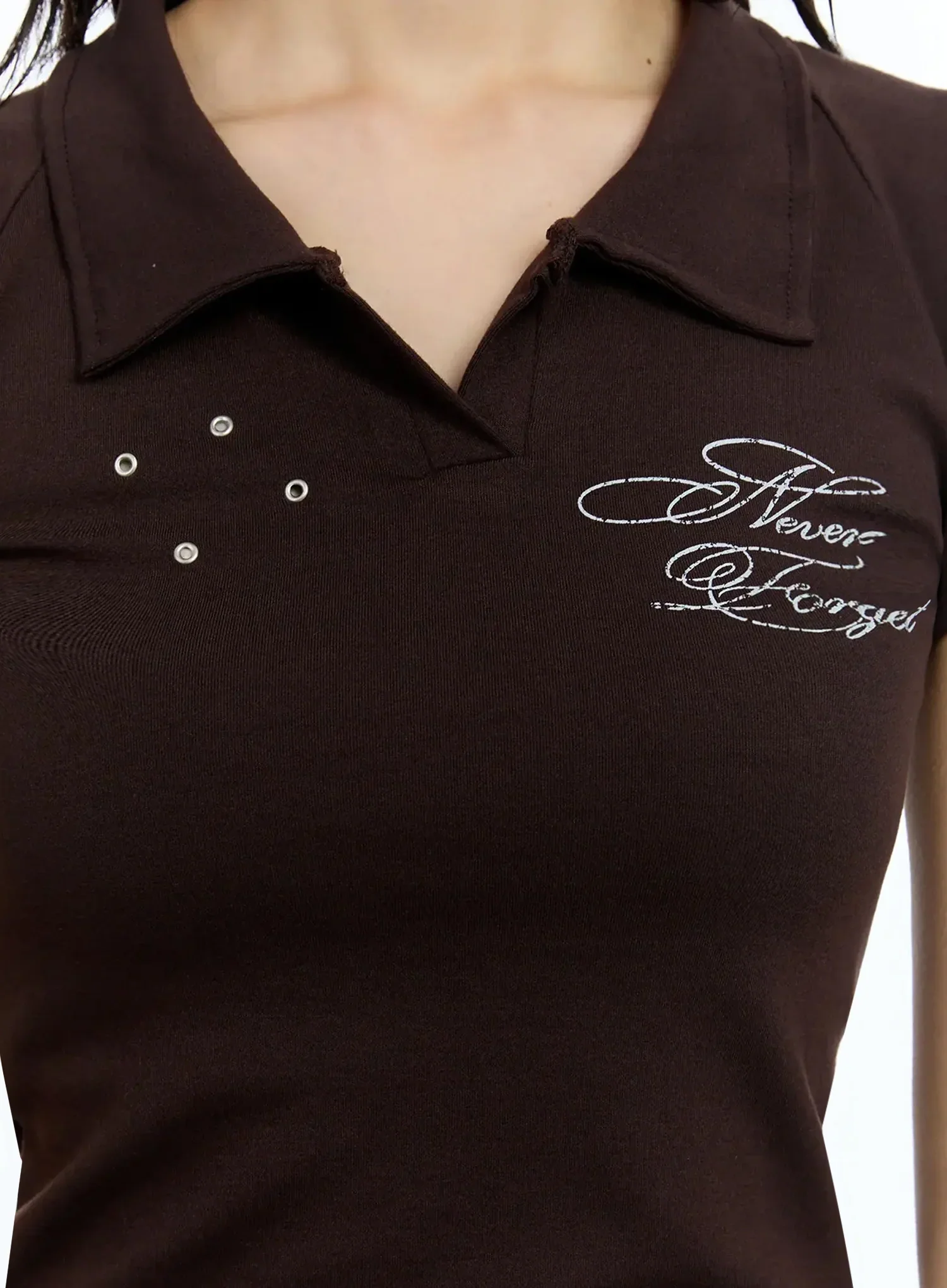Eyelet Graphic Collared Tee IU524 - Image 4