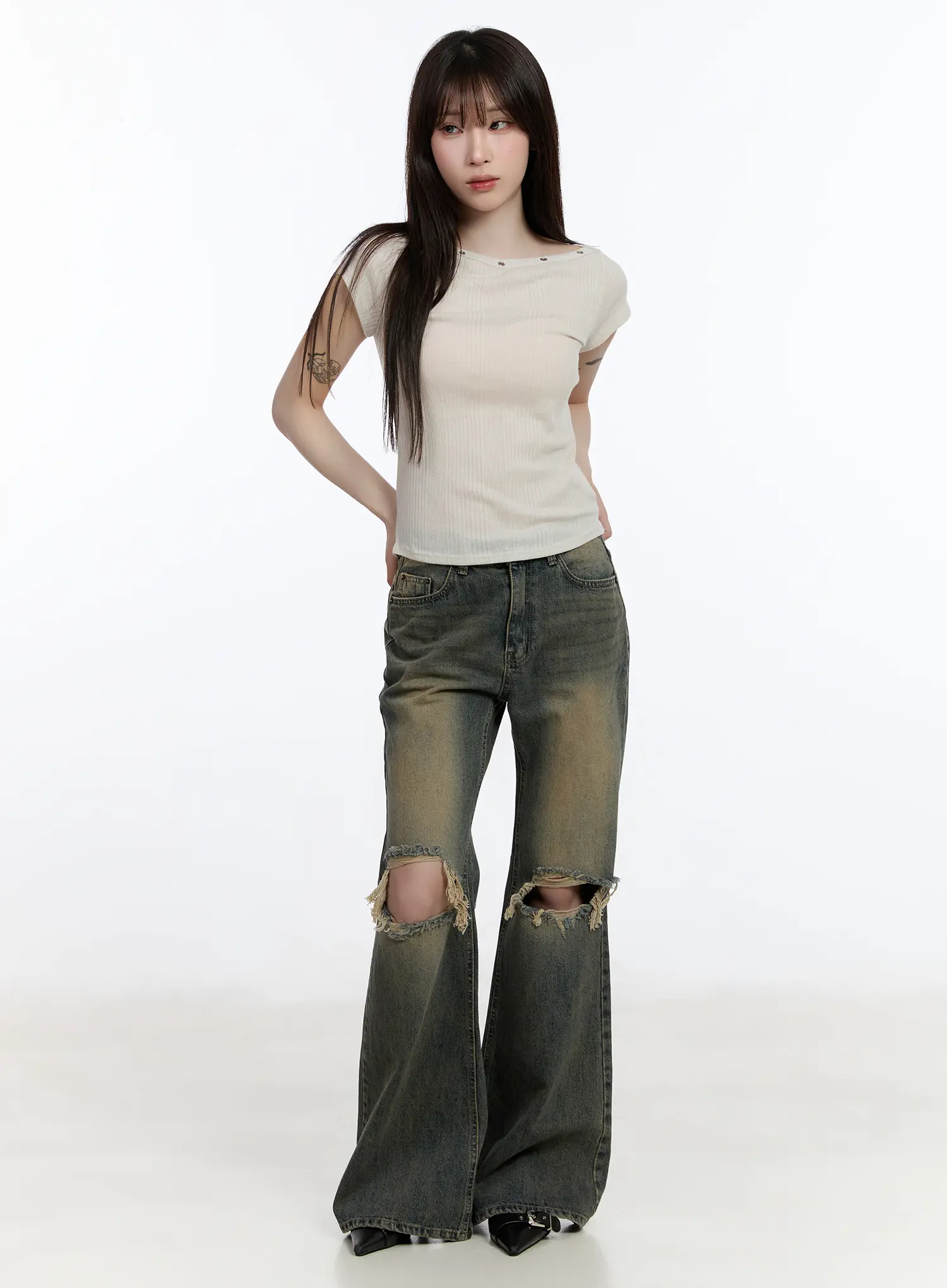 Eyelet Short Sleeve Tee CA503 - Image 3