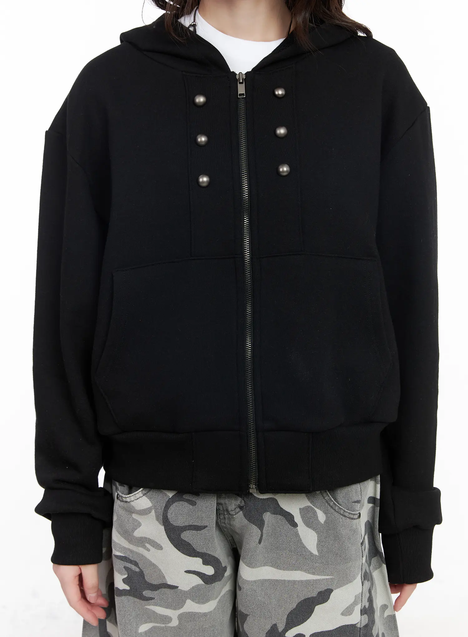 Eyelet Zip-Up Hoodie CM526 - Image 5