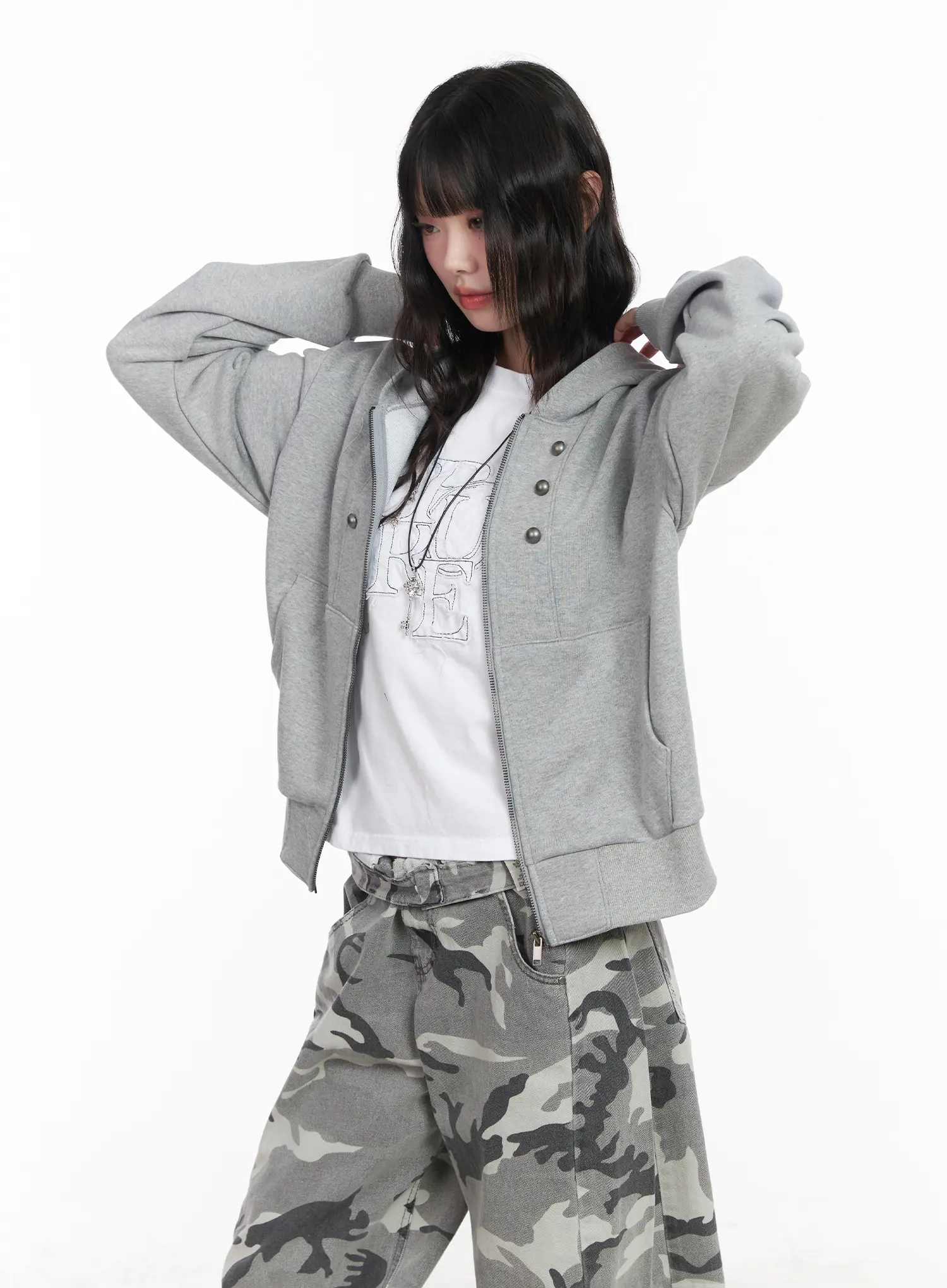 Eyelet Zip-Up Hoodie CM526 - Image 6