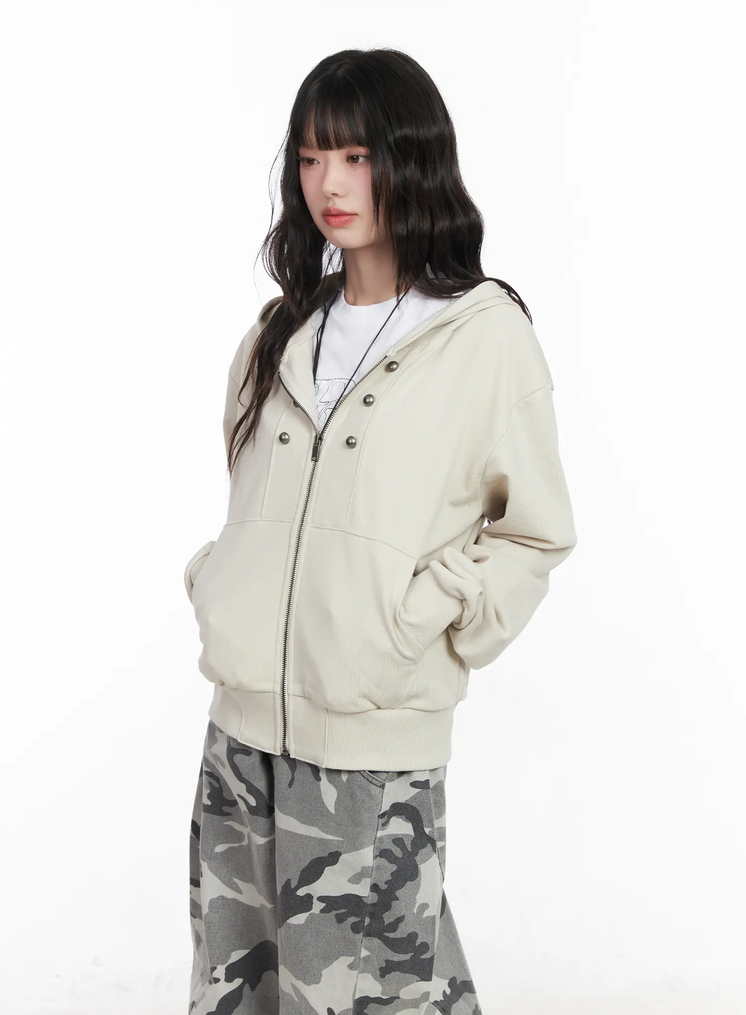 Eyelet Zip-Up Hoodie CM526 - Image 9