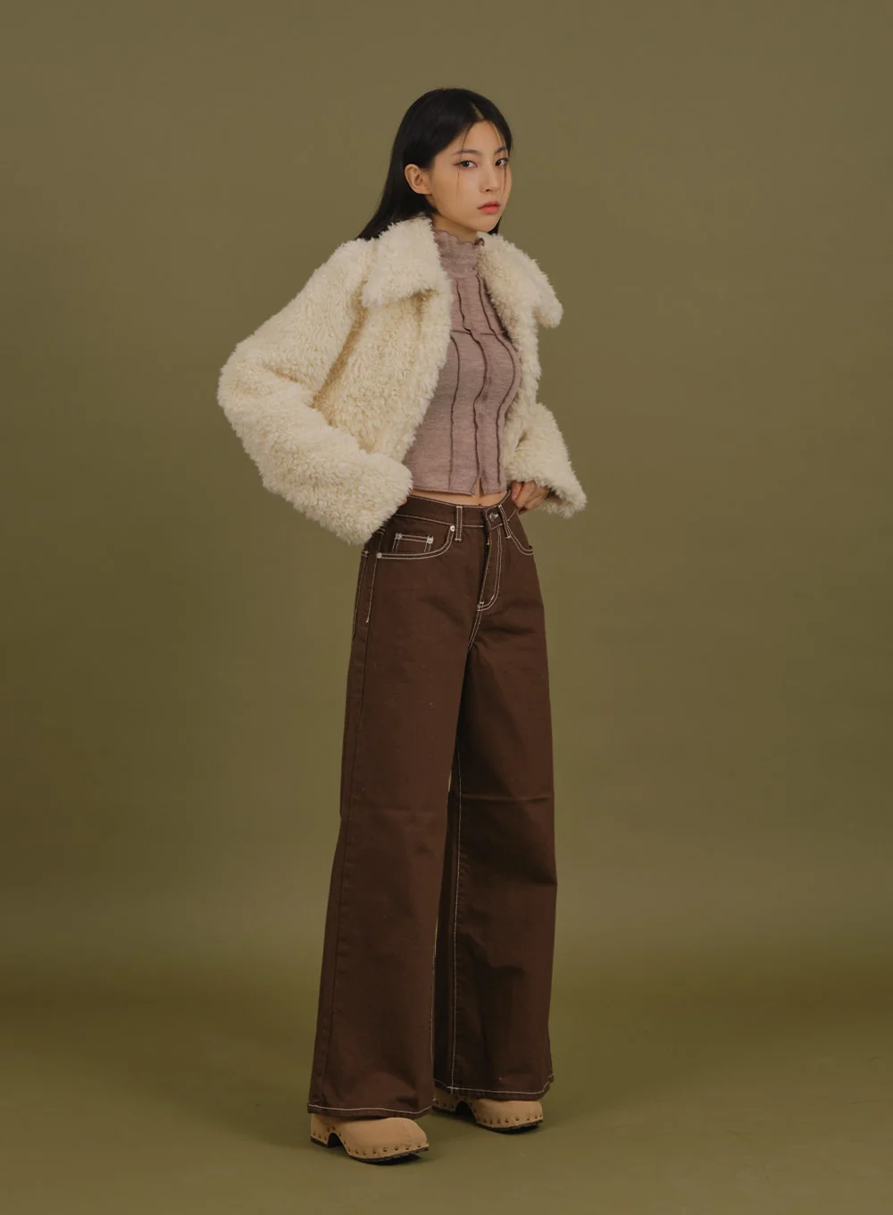 Faux Fur Cropped Jacket J6 - Image 15