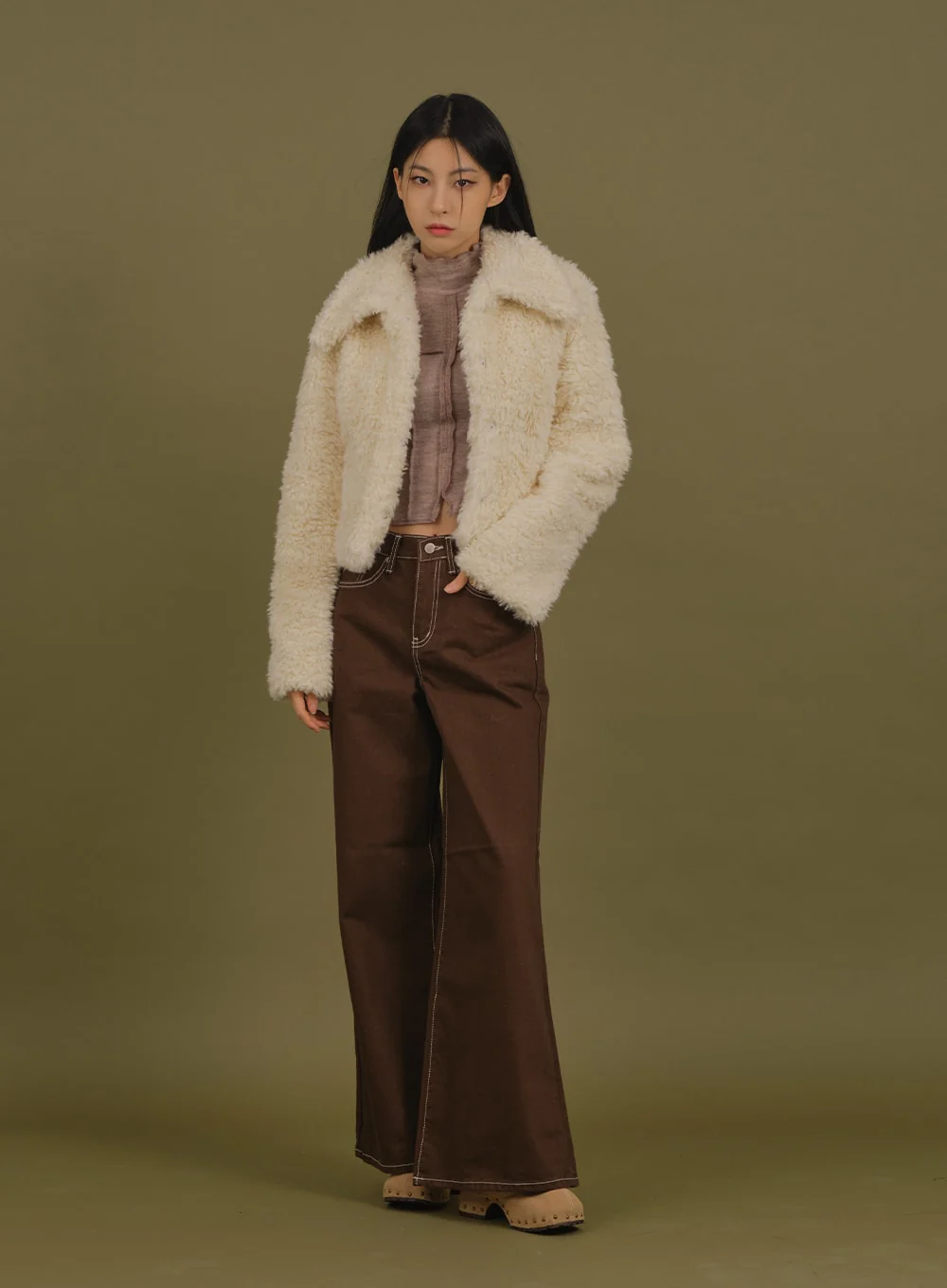 Faux Fur Cropped Jacket J6 - Image 3