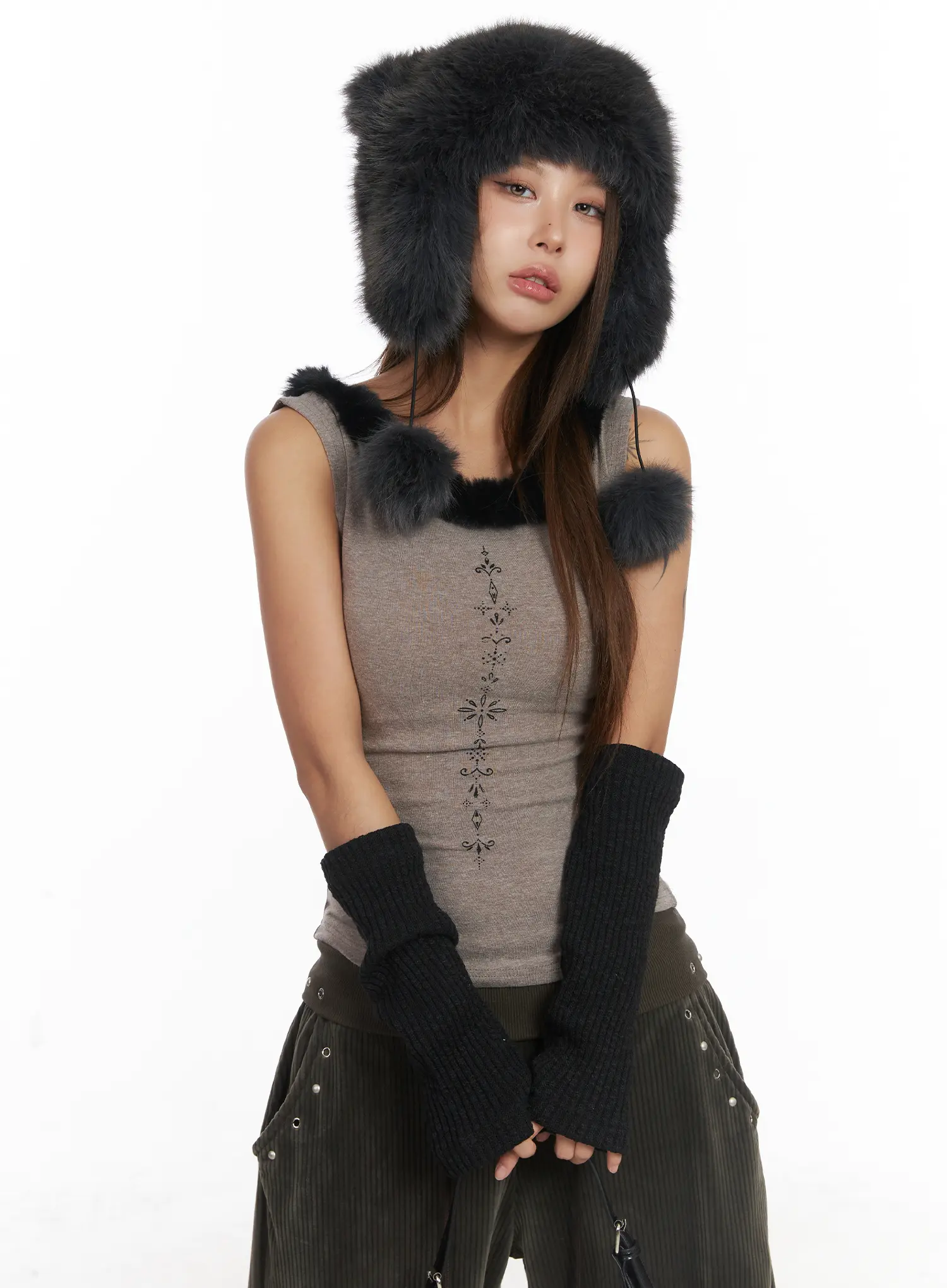 Faux Fur Trim Tank CJ513